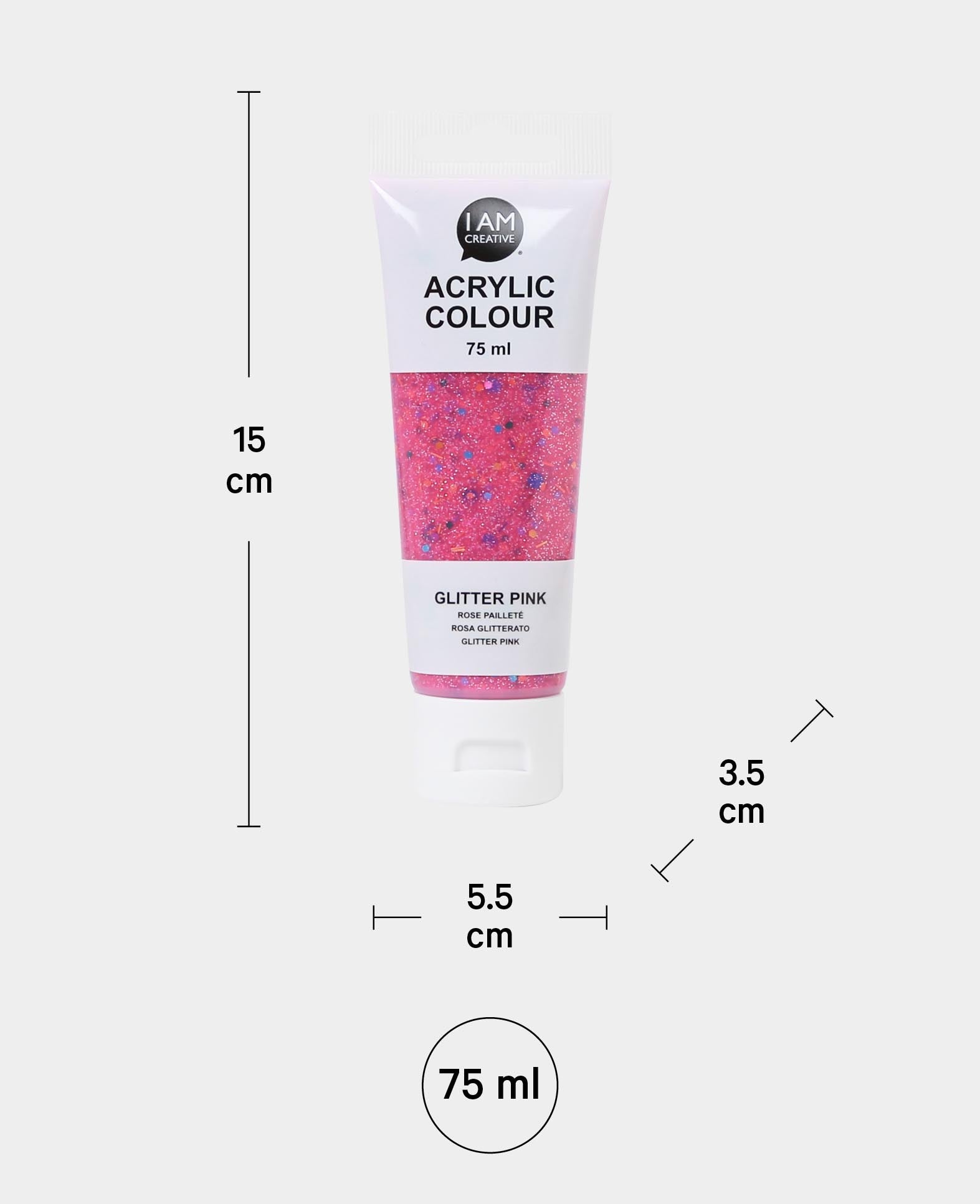 Acrylic paint, Glitter Pink, 75 ml