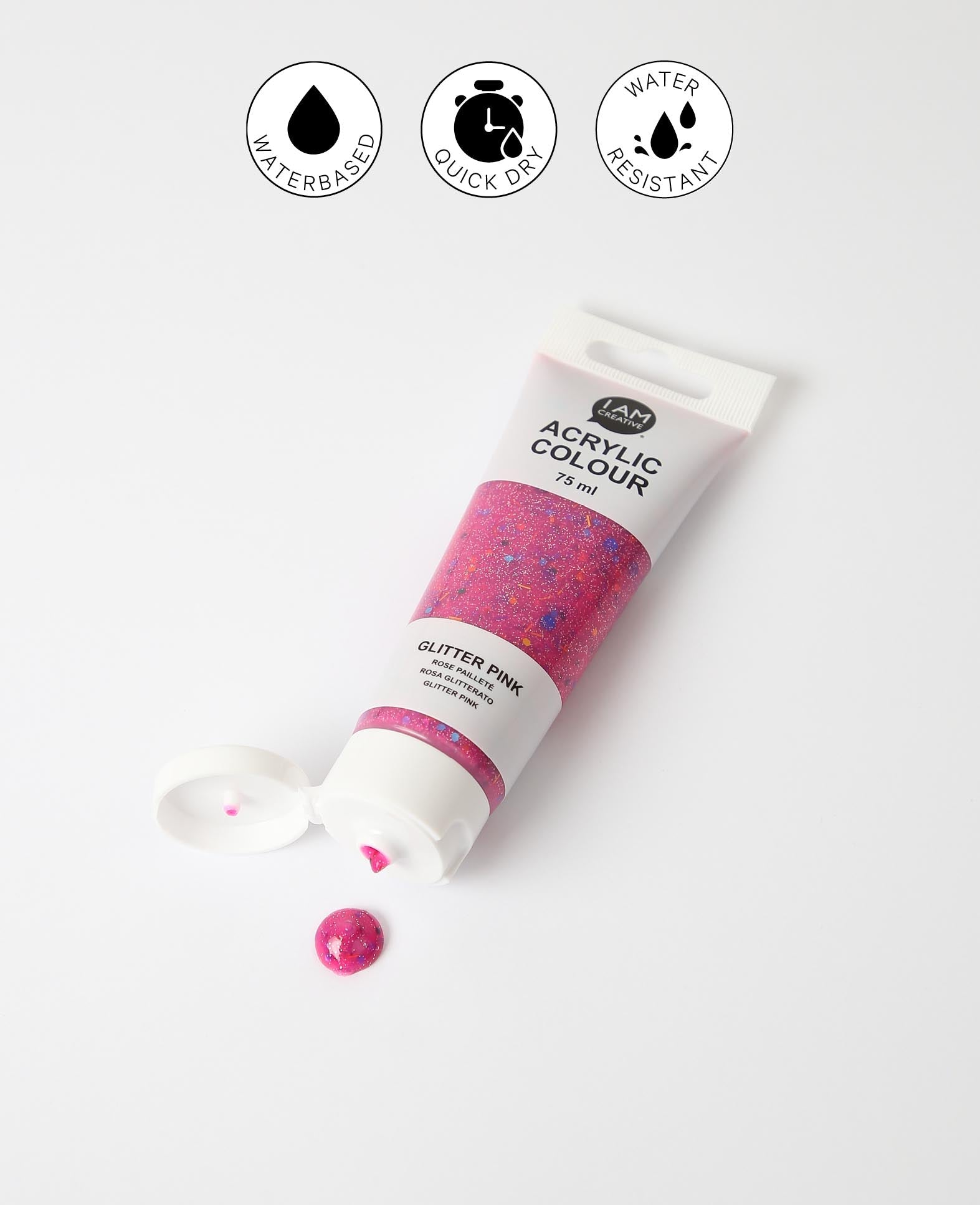 Acrylic paint, Glitter Pink, 75 ml