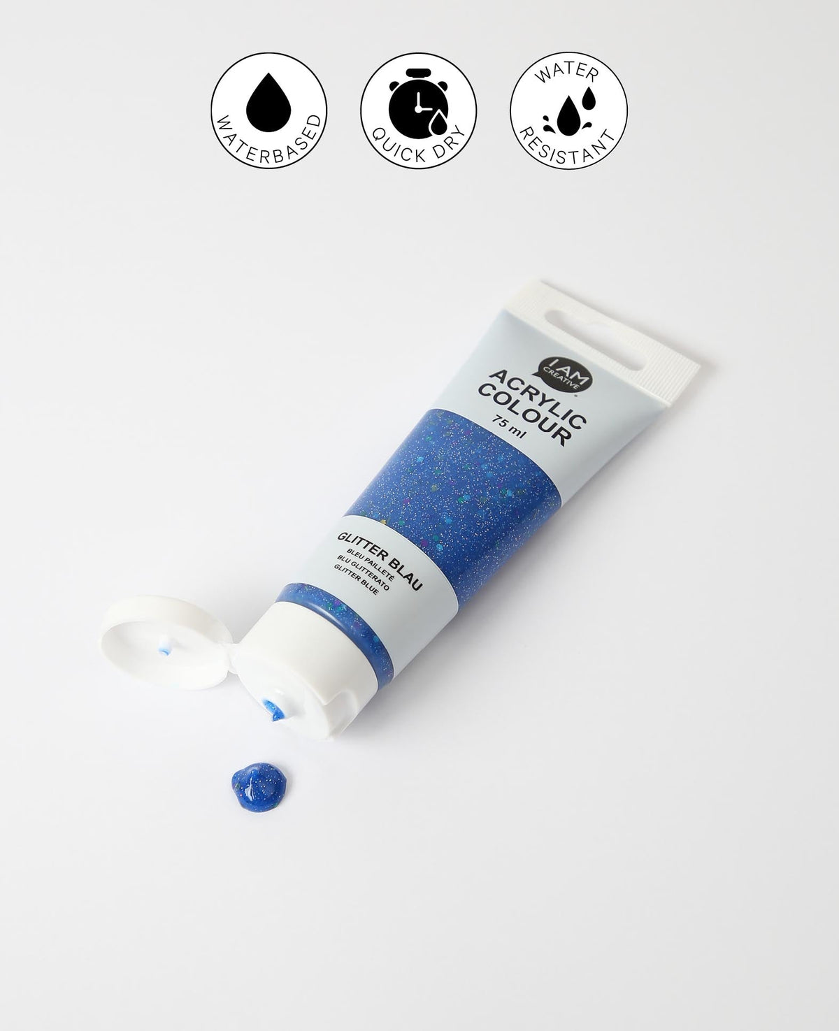Peinture acrylique, paillettes bleues, 75 ml