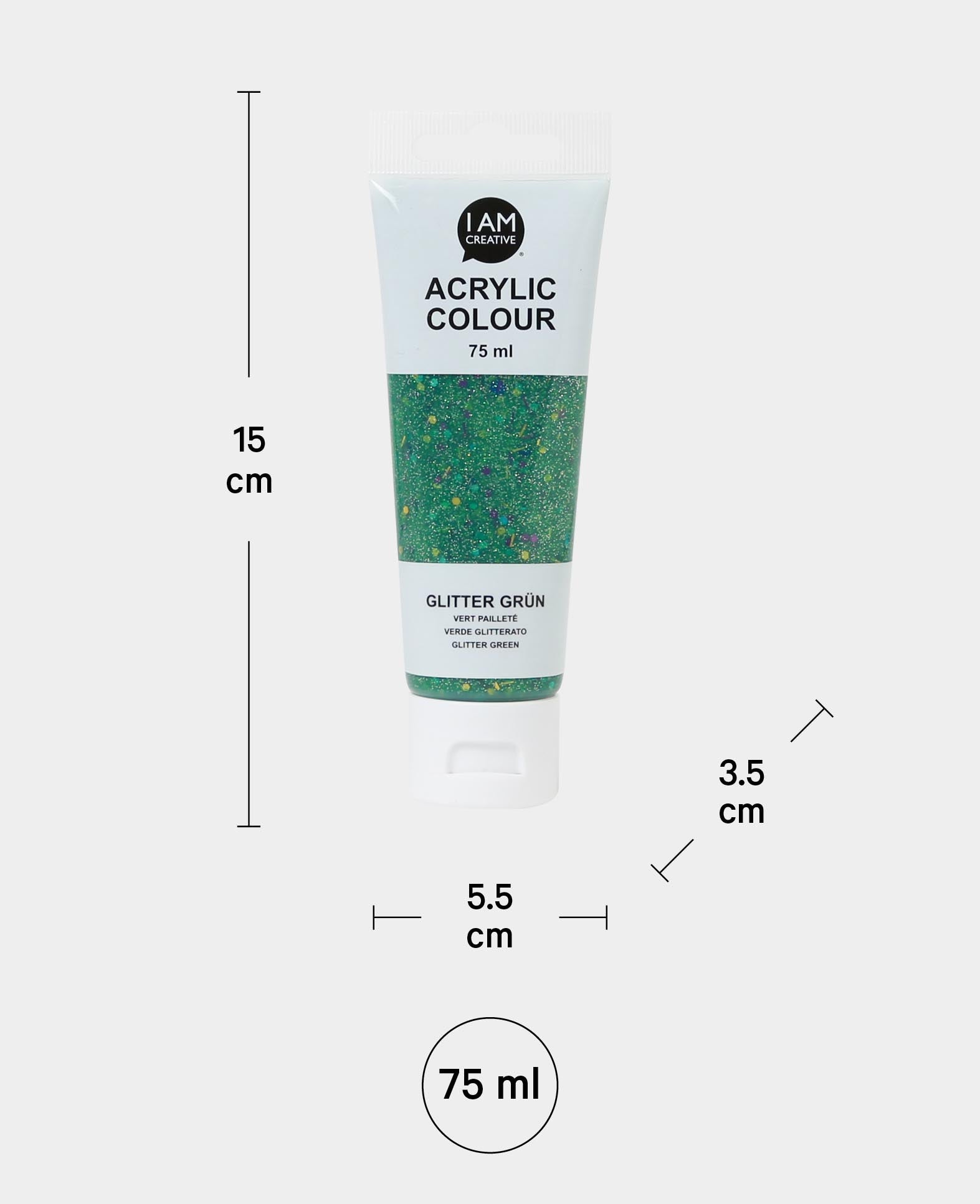 Acrylic Paint, Glitter Green, 75 ml
