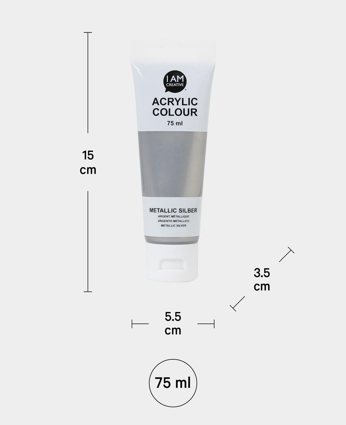 Peinture acrylique, argent métallisé, 75 ml