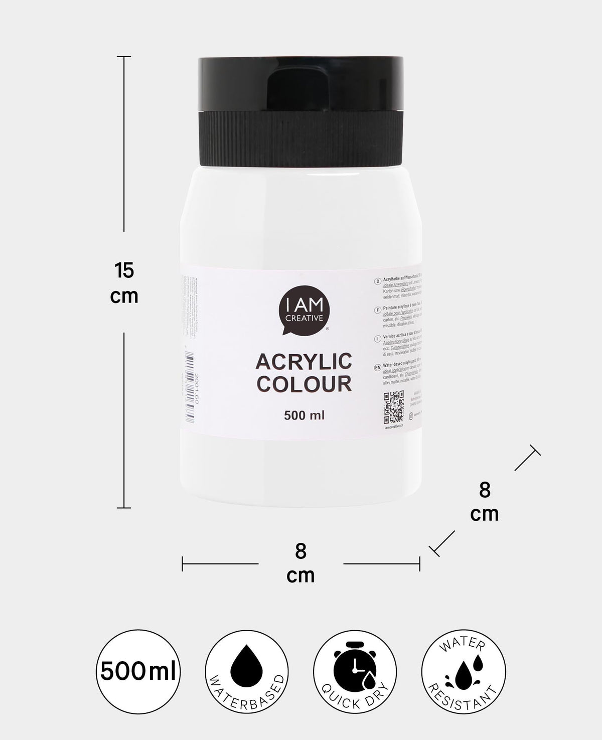 Acrylic Paint, White, 500 ml