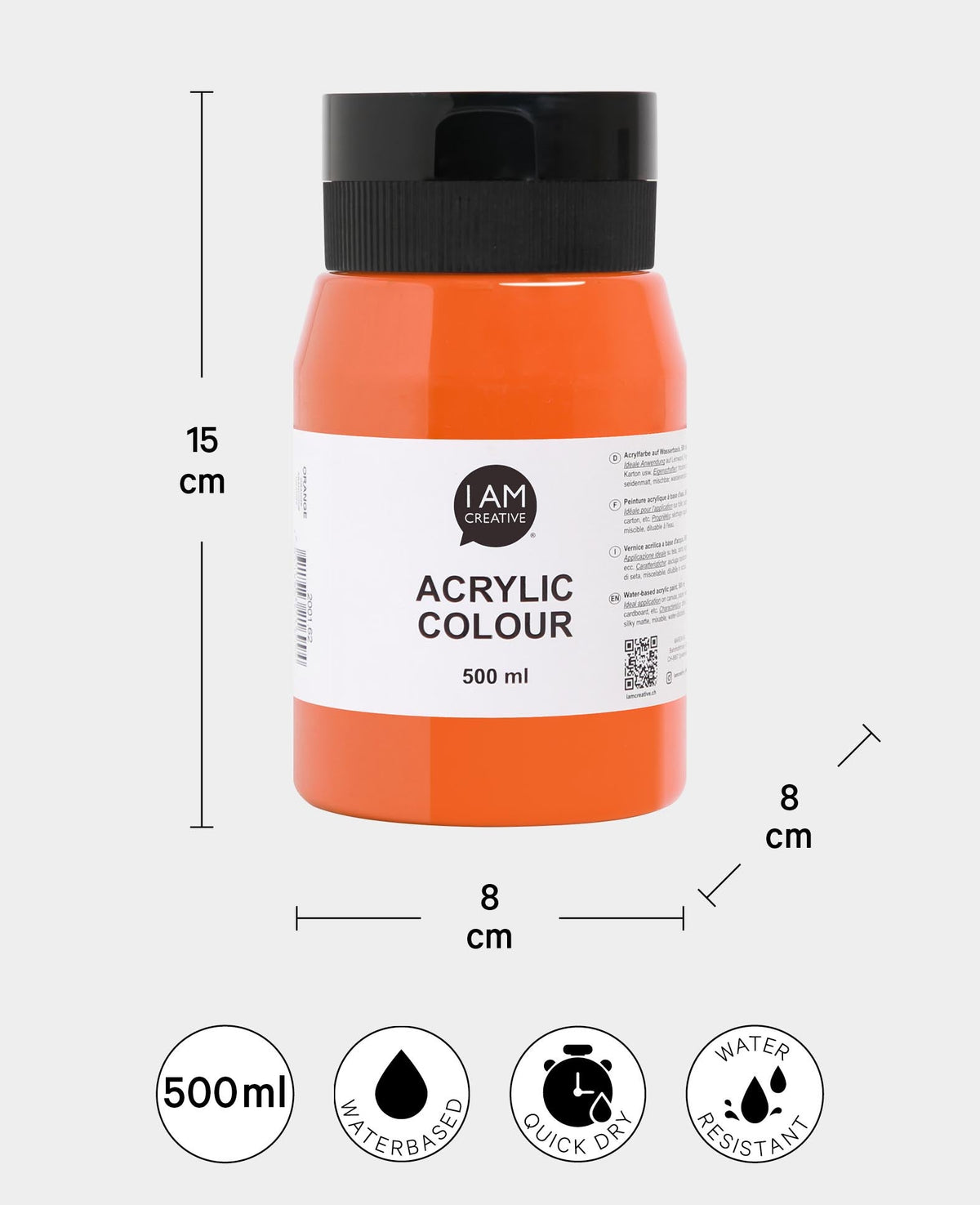Peinture acrylique, Orange, 500 ml