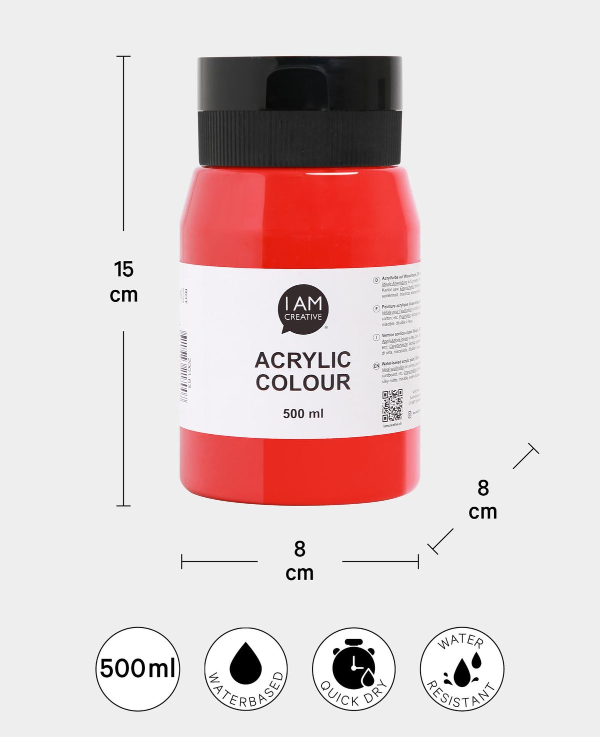 Acrylic Paint, Red, 500 ml