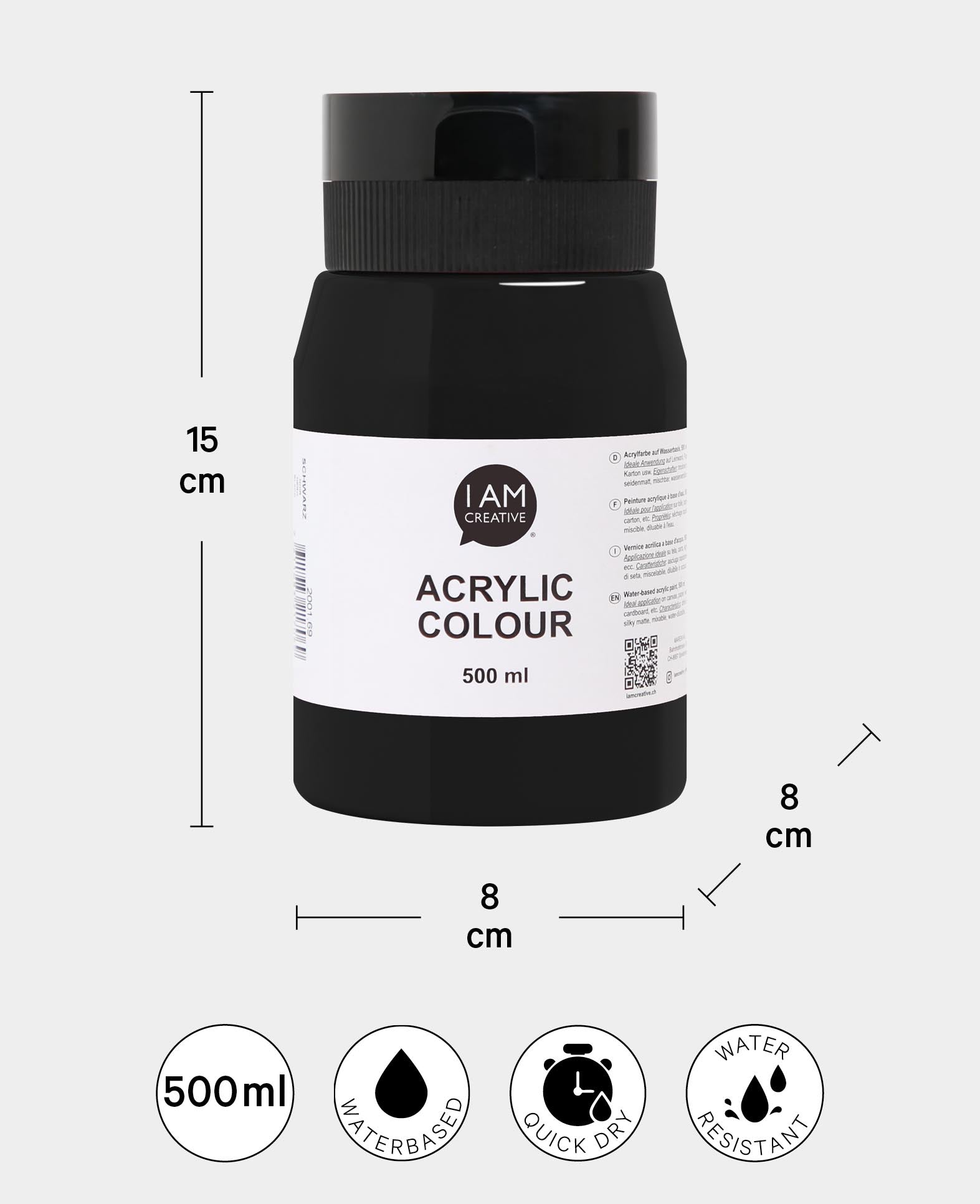 Peinture acrylique, noir, 500 ml