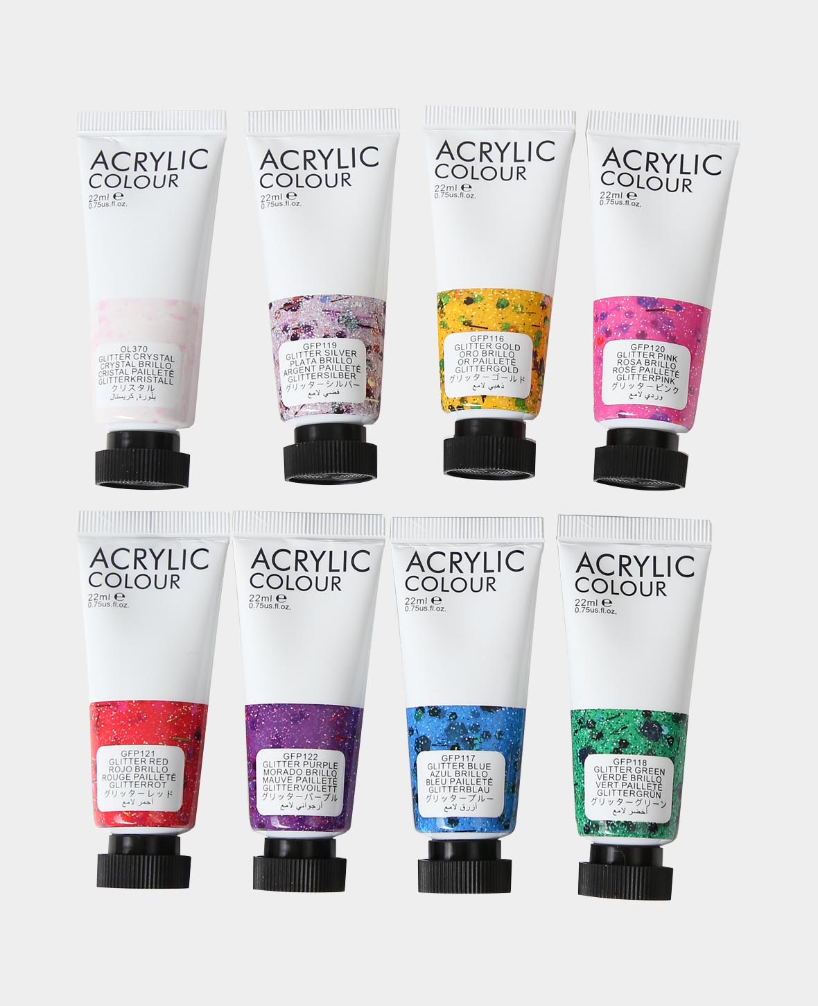 Set d'acrylique pailleté, 8 x 22 ml