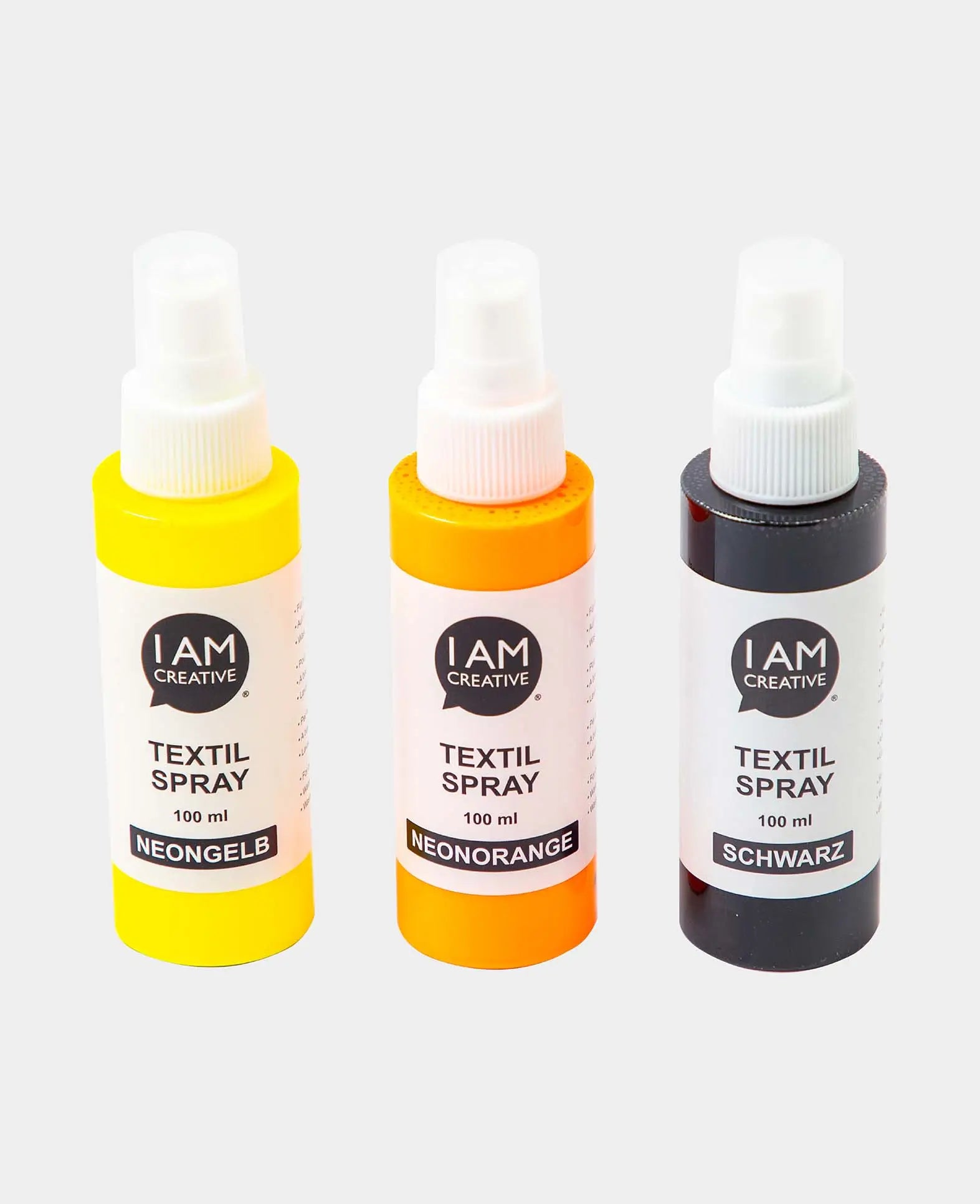 Textilspray Set Shine, neongelb, neonorange, schwarz, 100ml, 3 Stk.