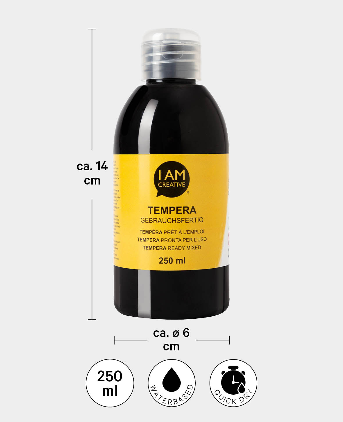 Peinture à la tempéra, noir, 250 ml