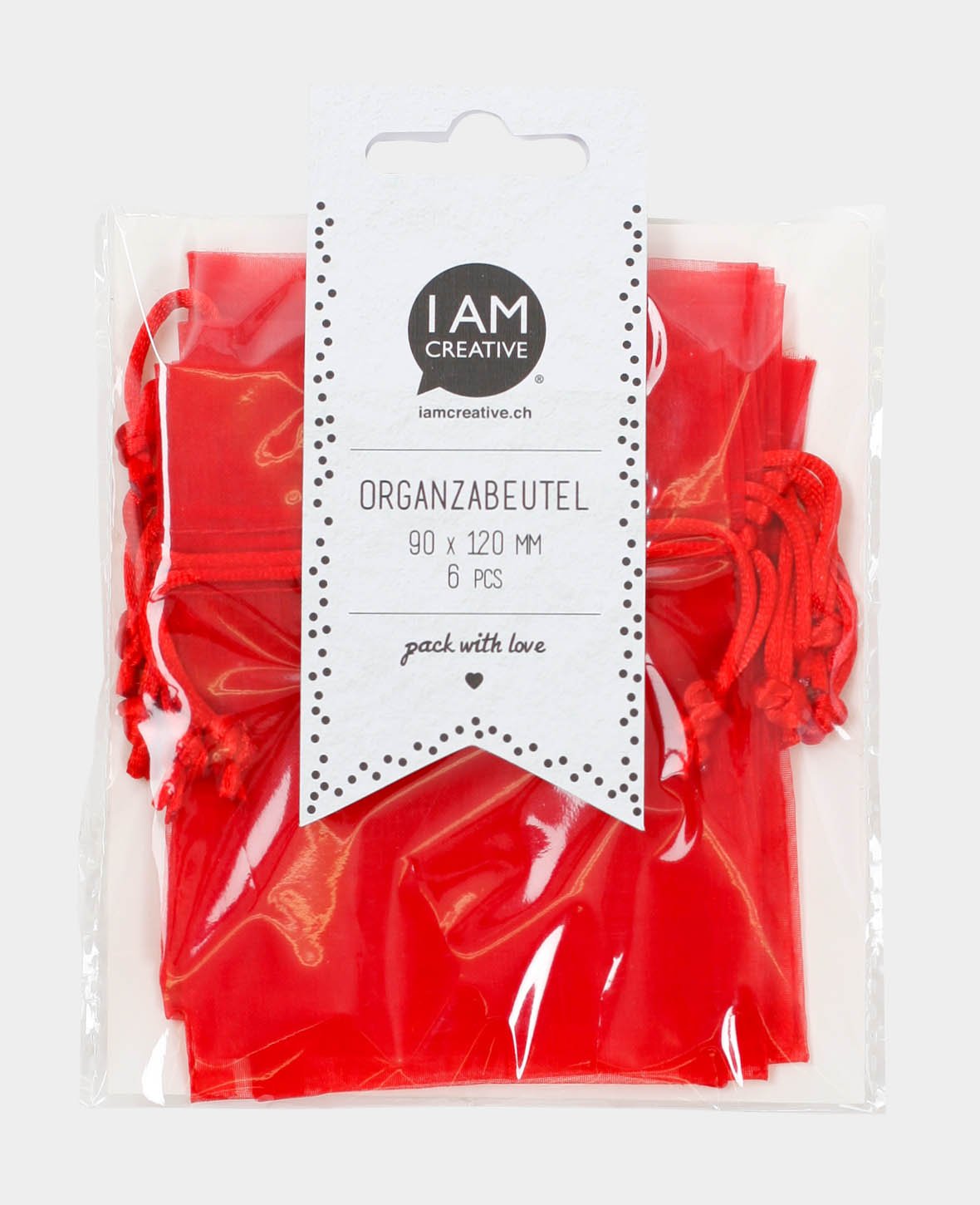 Organza bag 12 cm set of 6, red