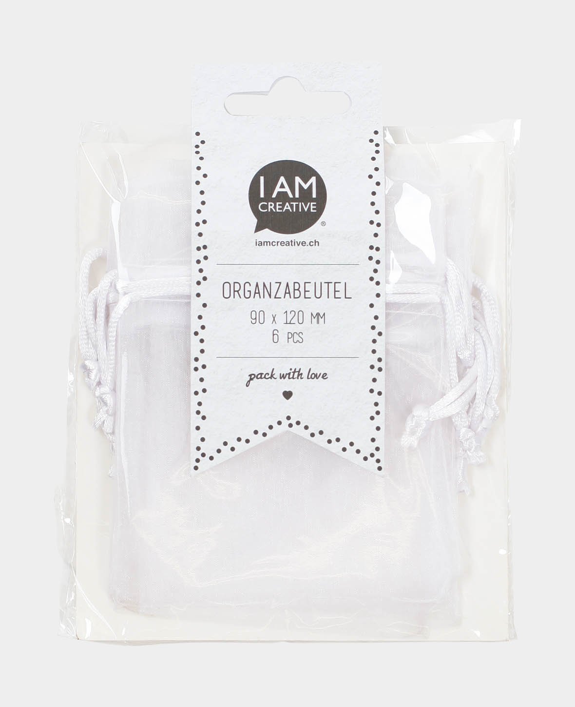 Organza Bags 12 cm Set of 6, white