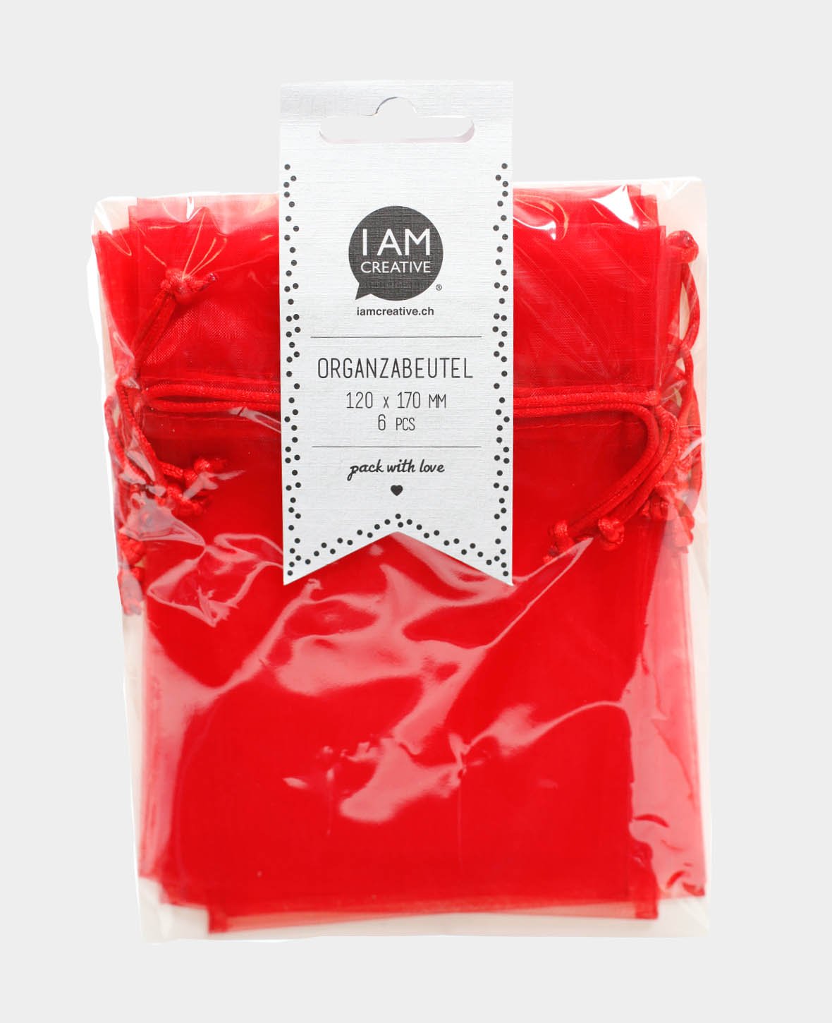 Organza bags 125 x 167 mm set of 6, red