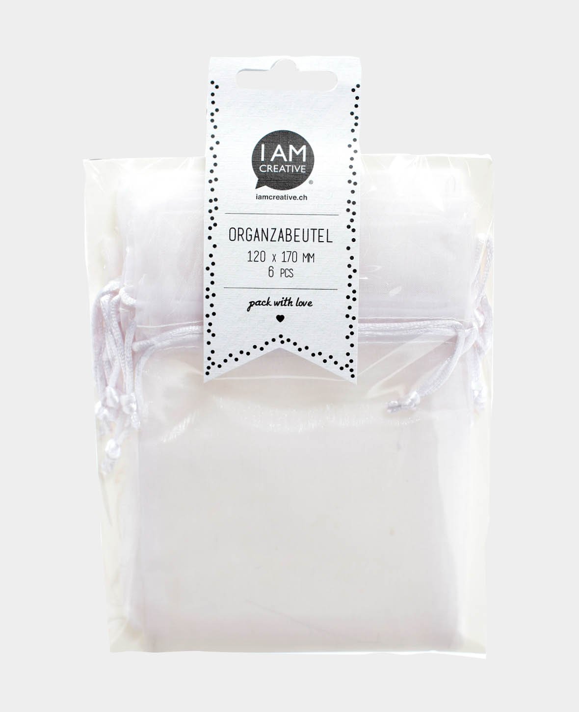Organza Bag 125 x 167 mm Set of 6, White