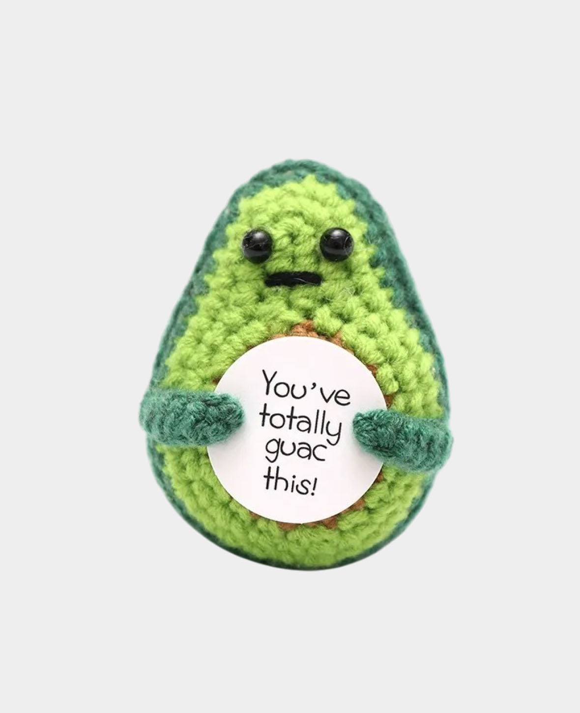 Positive Avocado, Gehäkeltes Mini Plüschtier / Glücksbringer, Grün, 7.5 x 5.5 cm