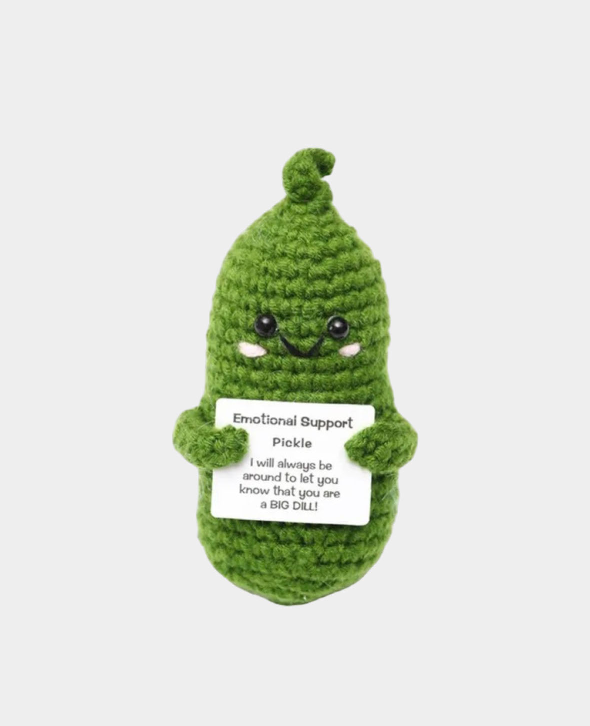 Positive Pickle, Gehäkeltes Mini Plüschtier / Glücksbringer, Grün, 12 x 5 cm