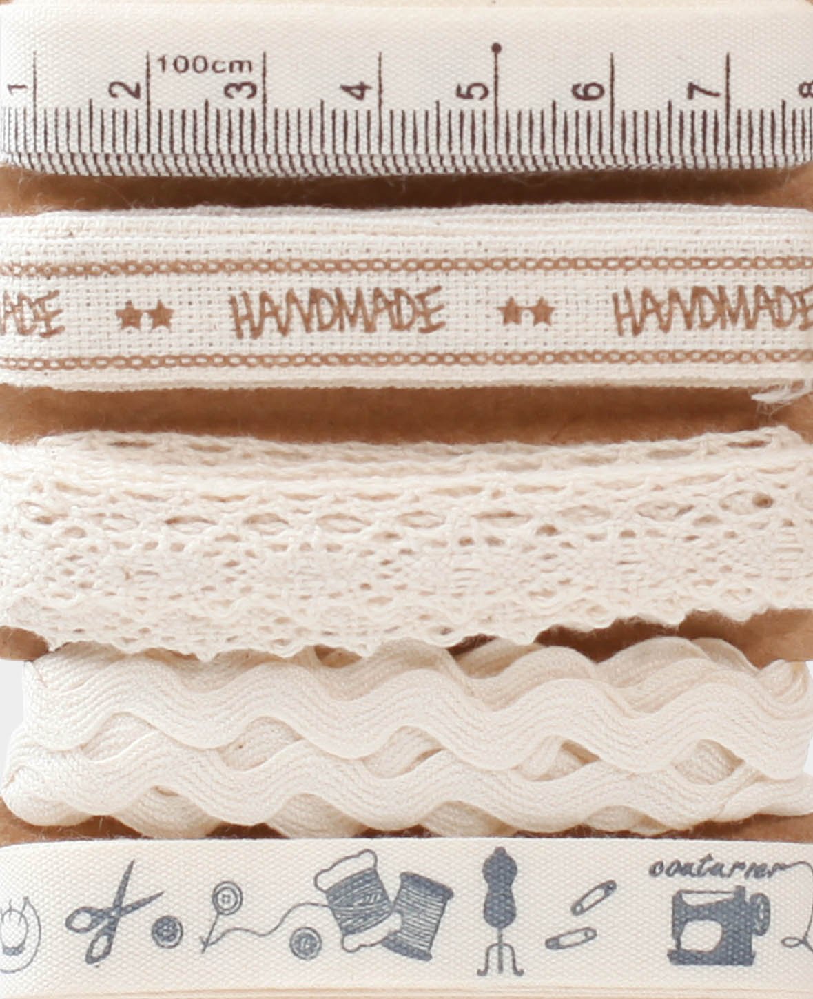 Dekobänder Handmade, Beige, 15 mm x 2 m