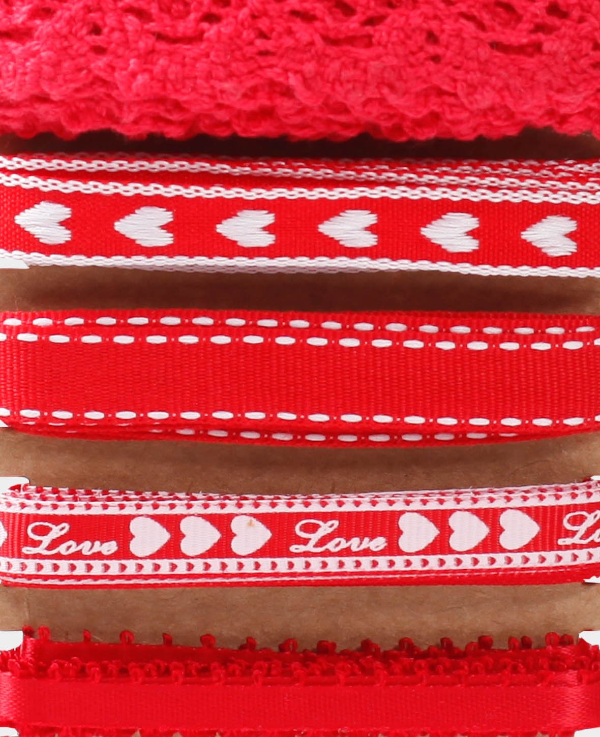 Dekobänder / Geschenkbänder, Rot & Weiss, 15 mm x 2 m