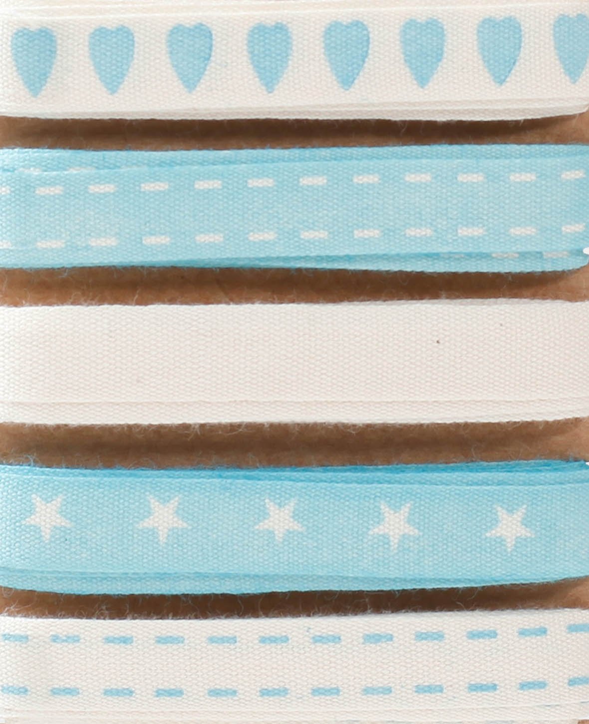 Dekobänder / Geschenkbänder, Hellblau & Ecru, 15 mm x 2 m