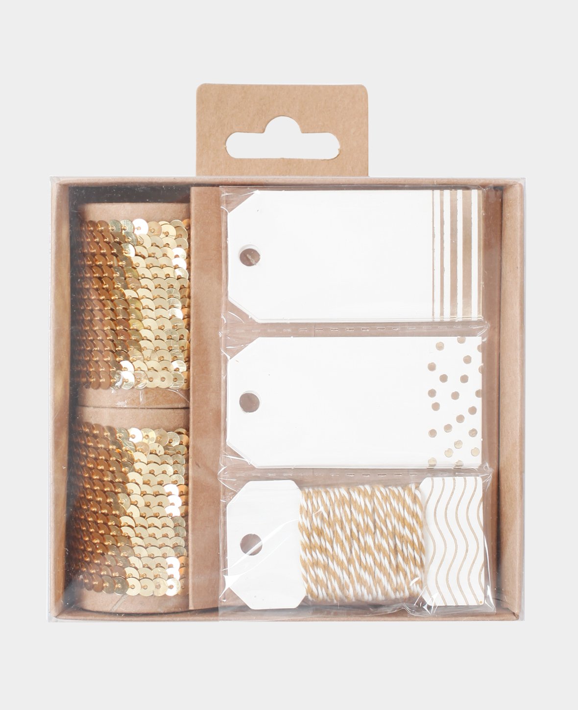 Sequins & tags gold, 23 pcs.