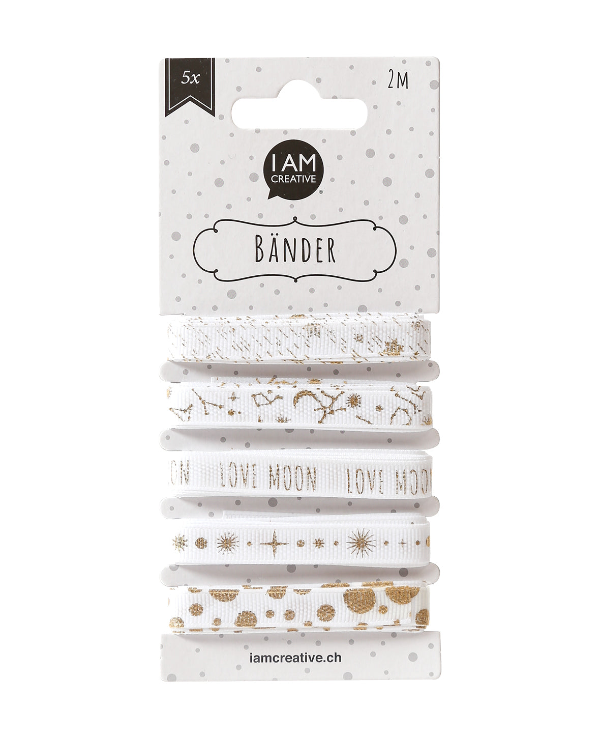 Ruban décoratif X-MAS IV Lune & Étoiles, Assortiment, 15 mm x 2 m