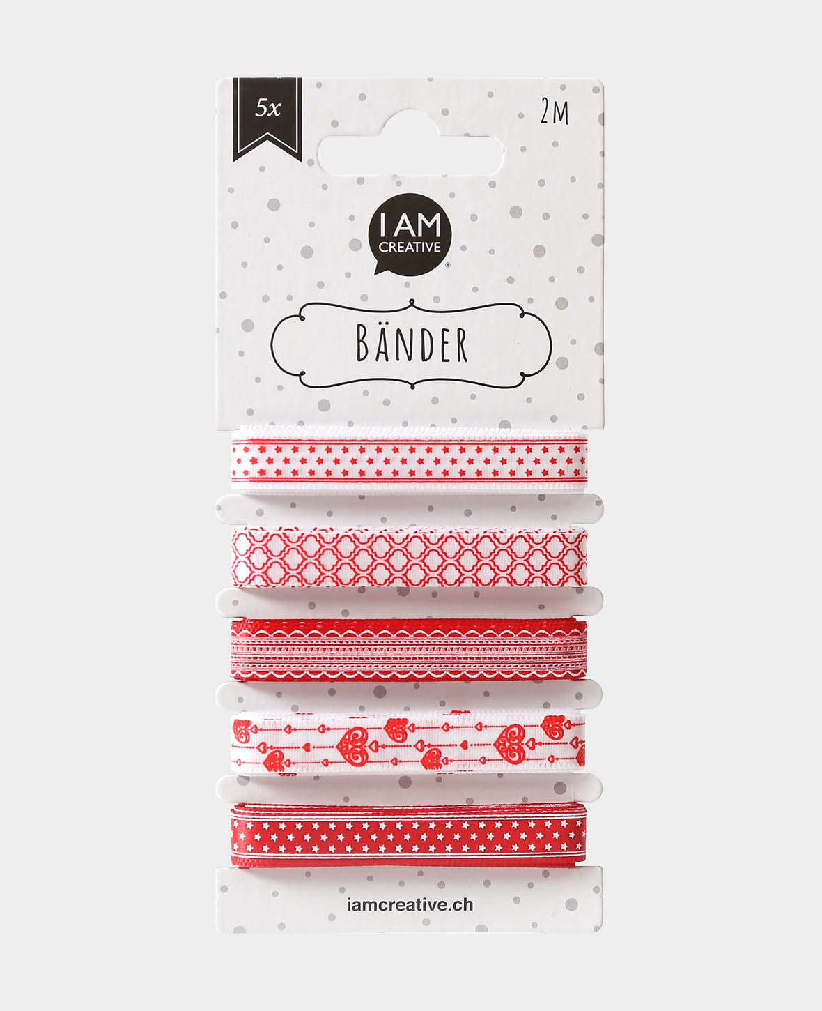 Dekobänder / Geschenkbänder Herzen Weiss & Rot
