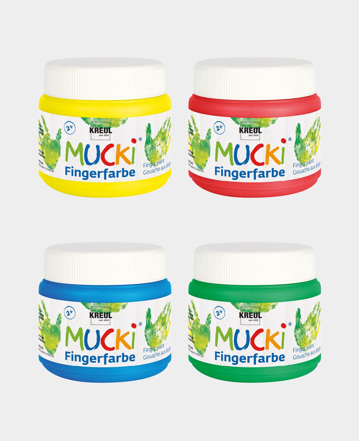 MUCKI Peinture au doigt - Lot de 4 flacons de 150 ml