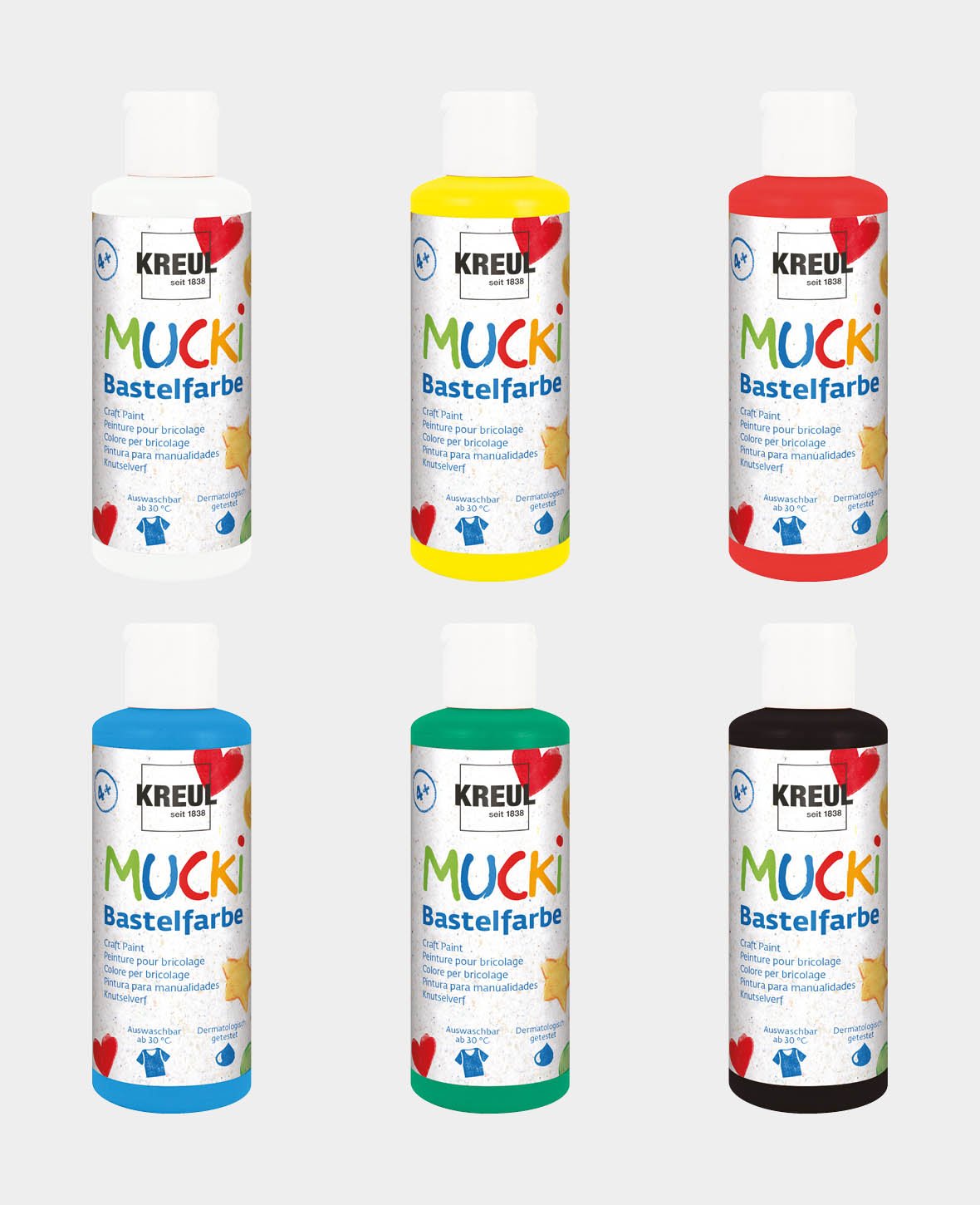 Peinture artisanale MUCKI Set de 6 x 80 ml