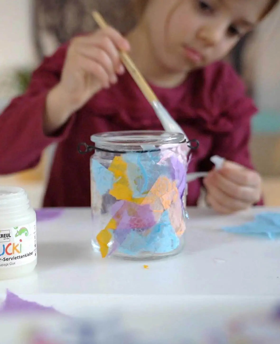 KREUL MUCKI Colle pour serviettes en papier pour enfants, transparente, 150 ml