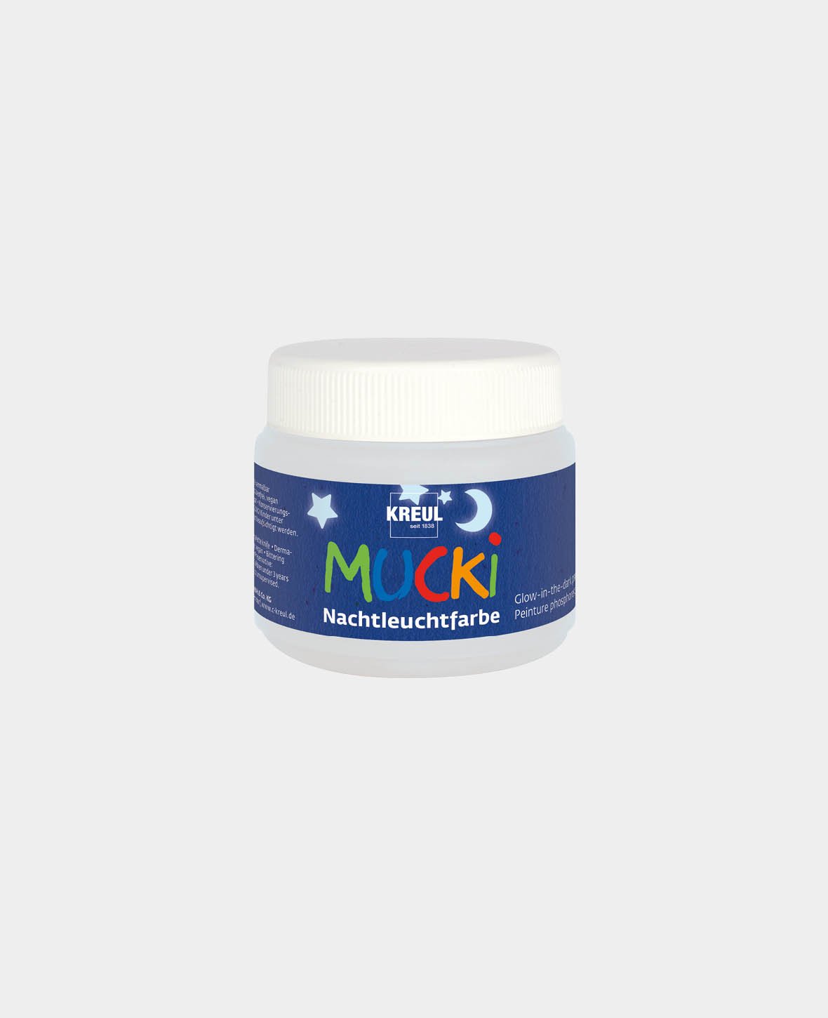 Peinture phosphorescente MUCKI à base d'eau pour les doigts et les pinceaux, 150 ml