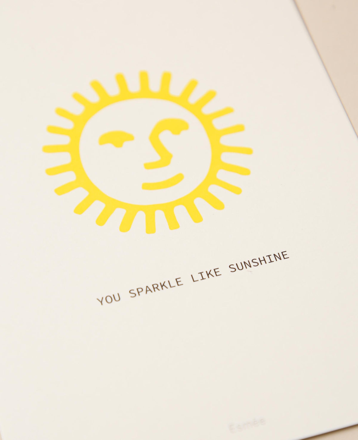 Grusskarte / Postkarte Hochformat "You sparkle like sunshine", 10.5 x 14.8 cm, weisses Naturpapier mit farbigem Print