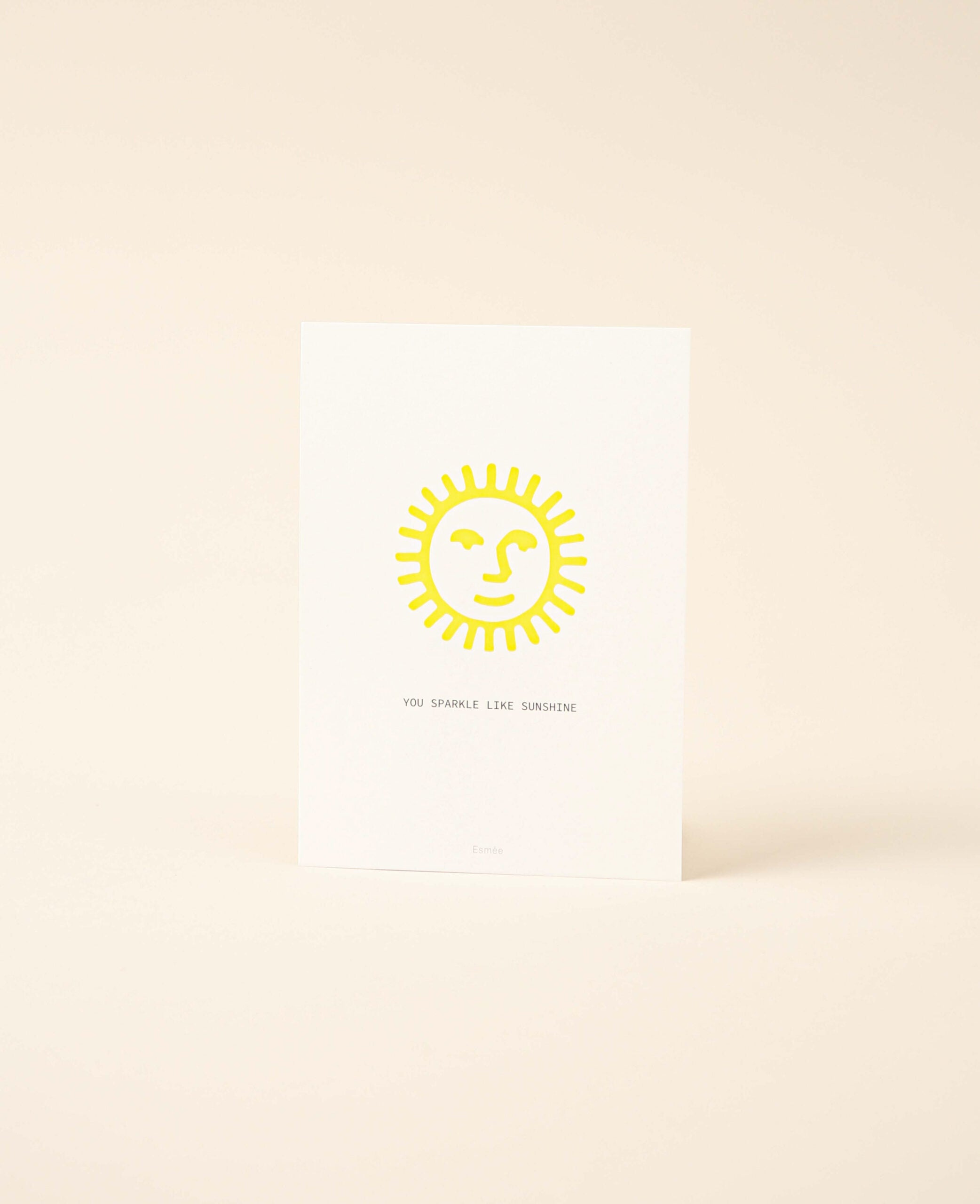 Grusskarte / Postkarte Hochformat "You sparkle like sunshine", 10.5 x 14.8 cm, weisses Naturpapier mit farbigem Print