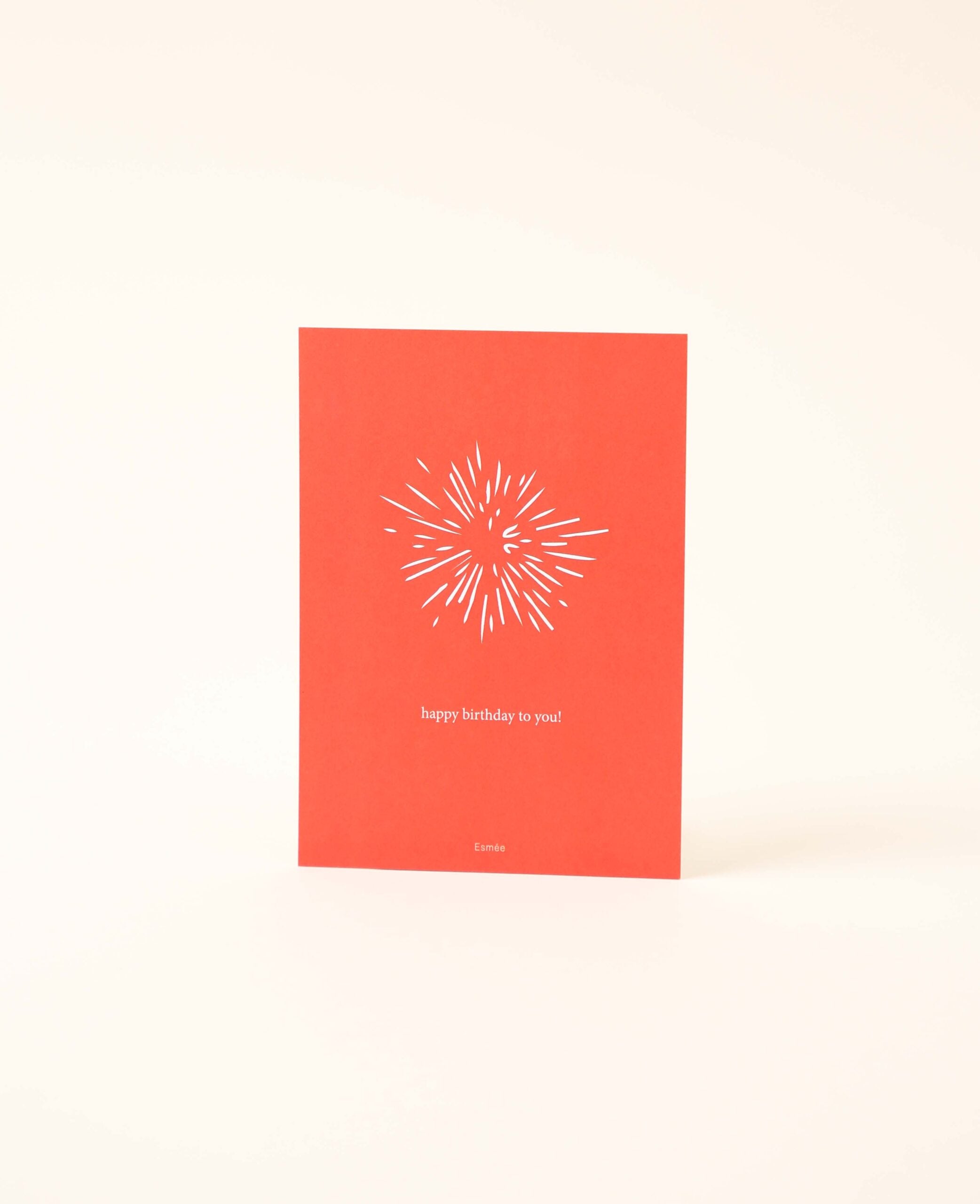 Grusskarte / Postkarte Hochformat "Birthday Bang", 10.5 x 14.8 cm, mit rotem Print und weisser Rückseite