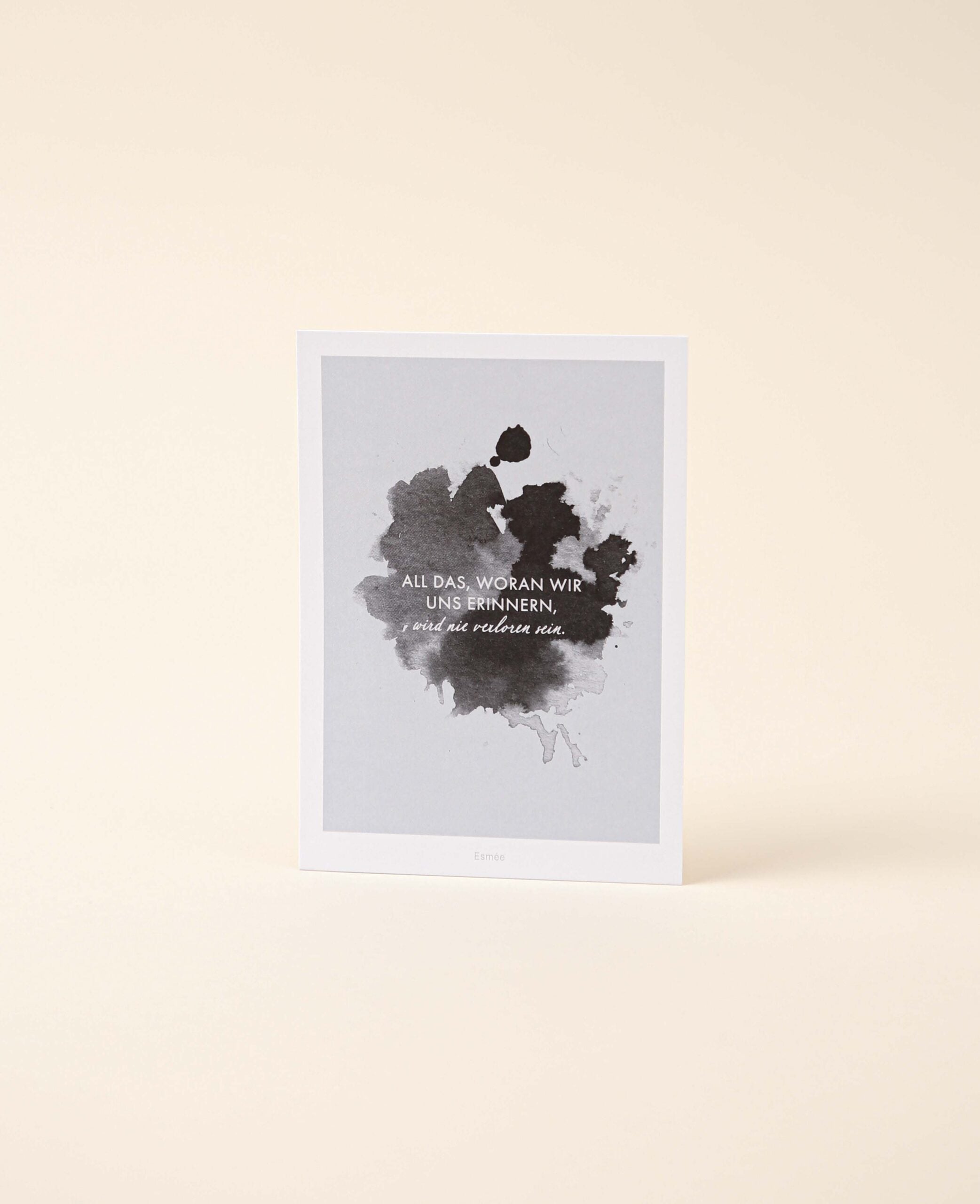 Trauerkarte / Postkarte Hochformat "Erinnerung", 10.5 x 14.8 cm, weisse Karte mit farbigem Print
