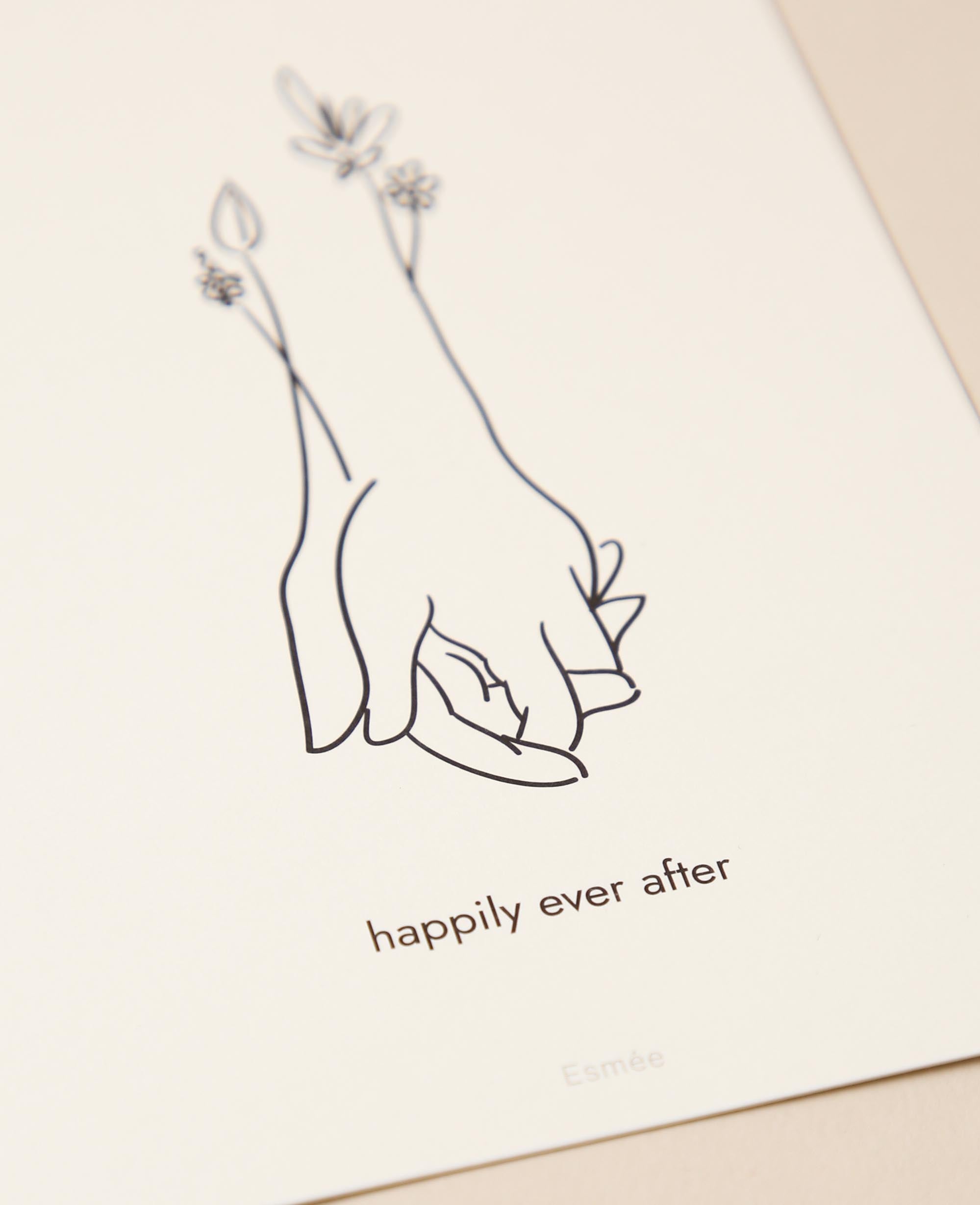 Carte de mariage / Carte postale, "pour toujours et à jamais", 10,5 x 14,8 cm