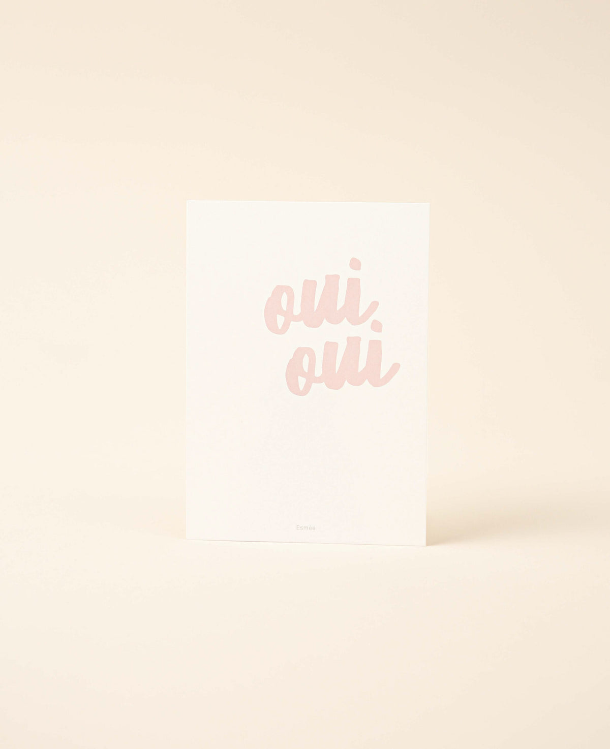 Grusskarte / Postkarte Hochformat "oui oui", 10.5 x 14.8 cm, weisses Naturpapier mit farbigem Print