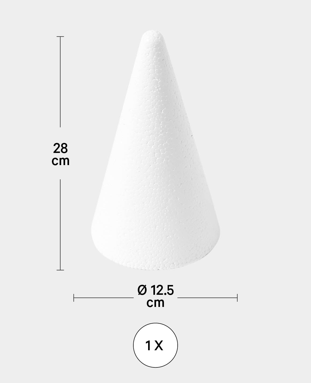 Styroporkegel, Weiss, ø 12.5 x 28 cm