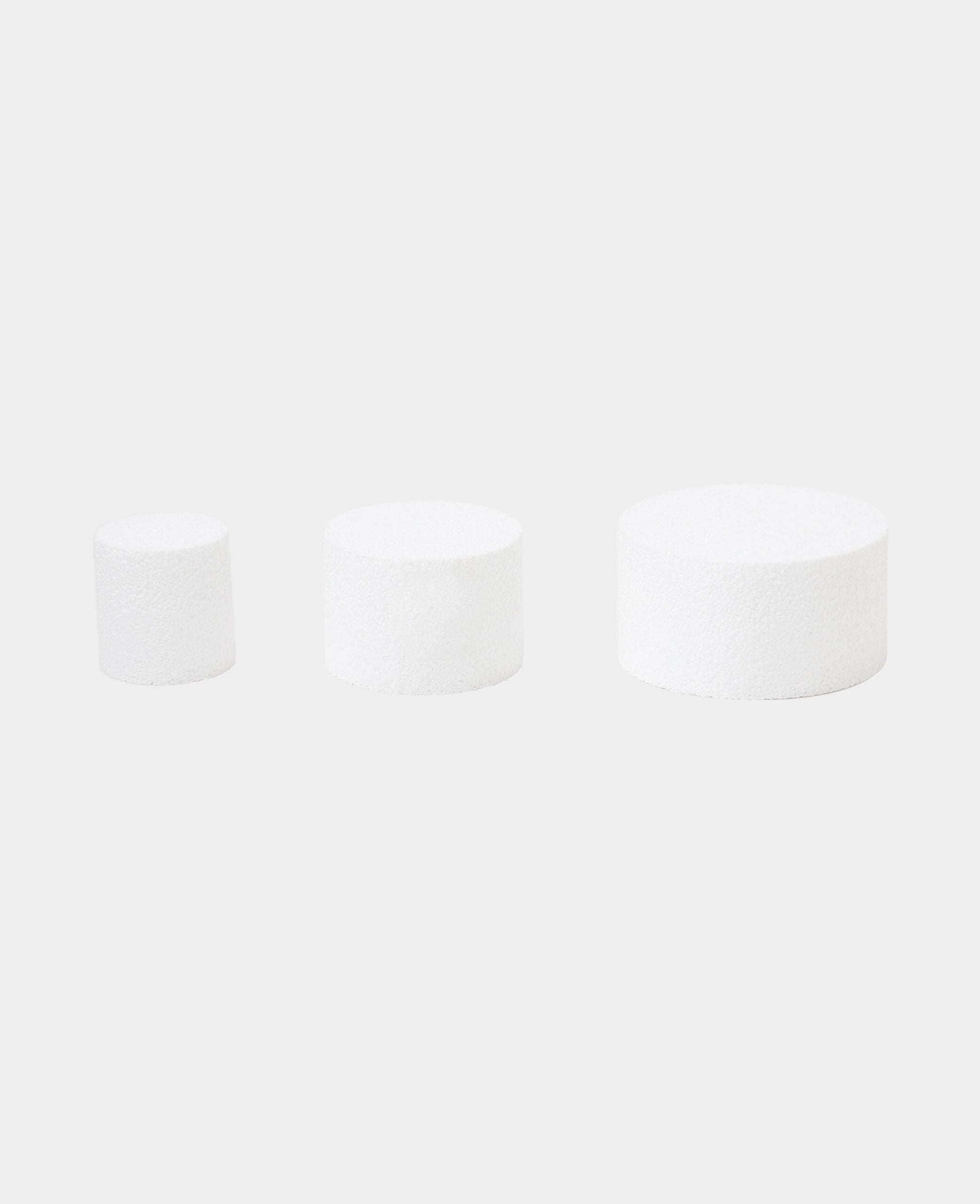 Styroportorten-Set Mini, Weiss, ø 5 / 7.5 / 10 x 5 cm, 3-teilig