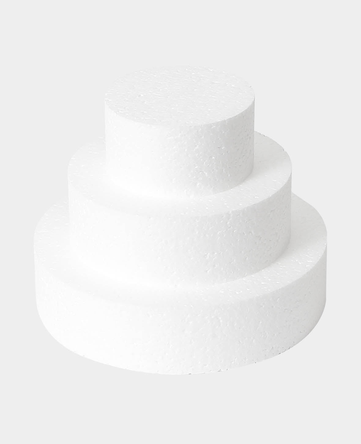 Styroportorten-Set, Tortendummy / Windeltorte, Weiss, ø 10 / 15 / 20 x 5 cm, 3 Stk.