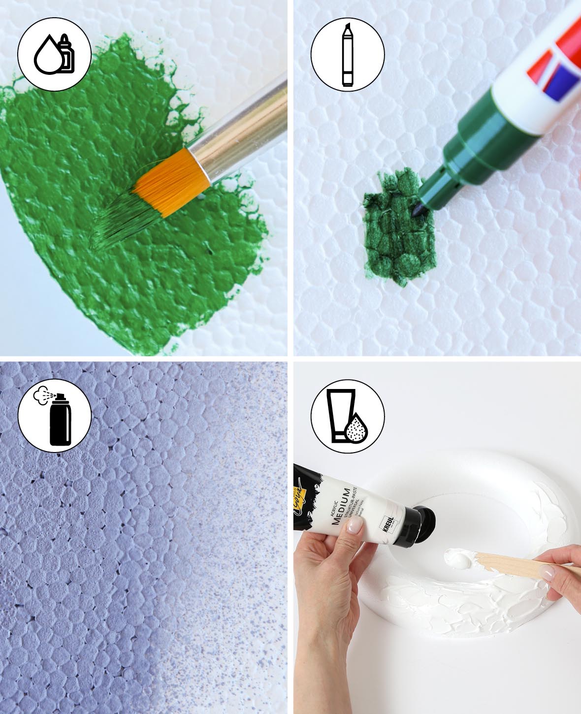 Styroportorten-Set, Weiss, ø 10 / 15 / 20 / 25 x 5 cm, 4-teilig