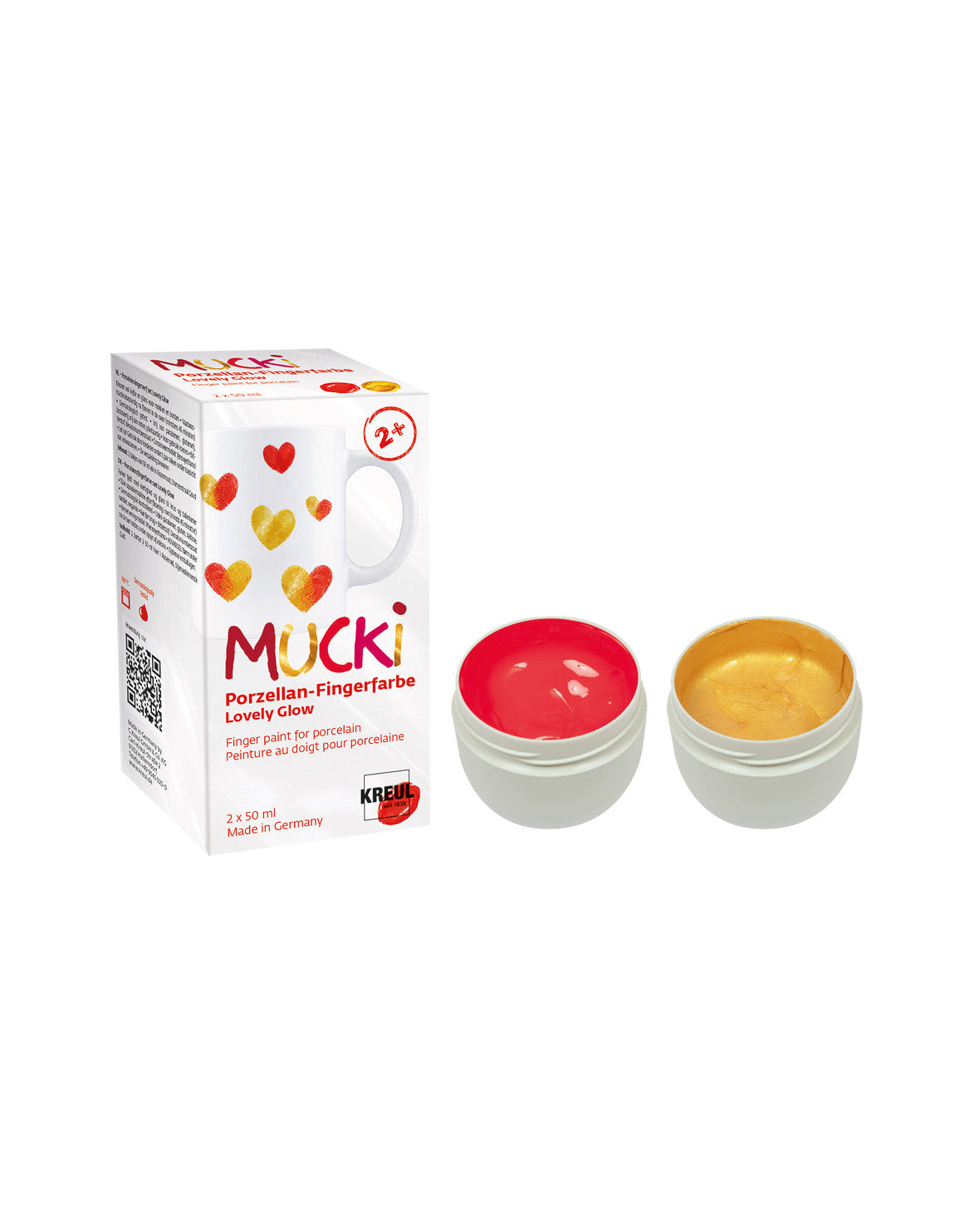 2er Set MUCKI Porzellan-Fingerfarbe, Lovely Glow, 2 x 50 ml