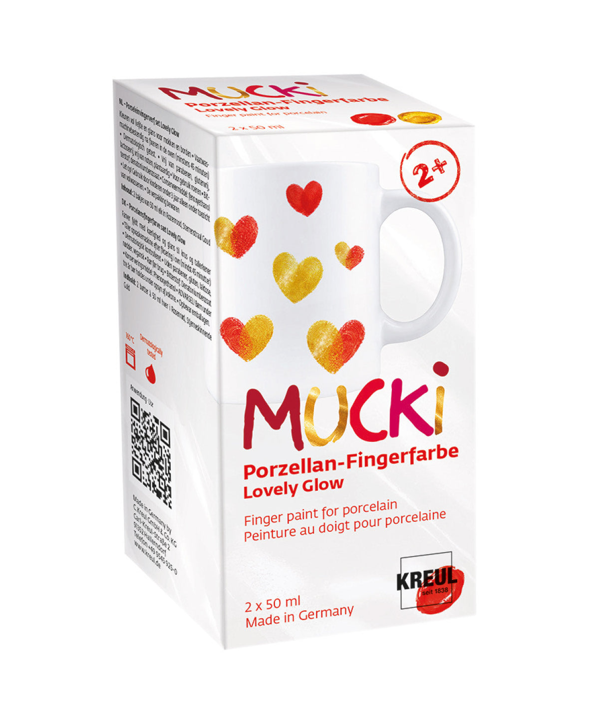2er Set MUCKI Porzellan-Fingerfarbe, Lovely Glow, 2 x 50 ml