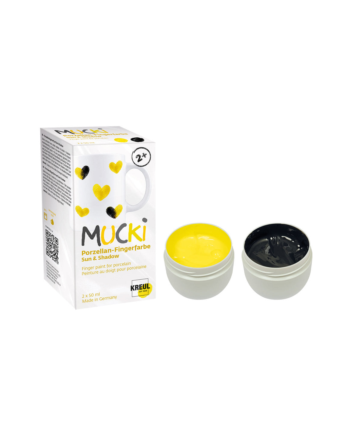 2er Set MUCKI Porzellan-Fingerfarbe, Sun & Shadow, 2 x 50 ml