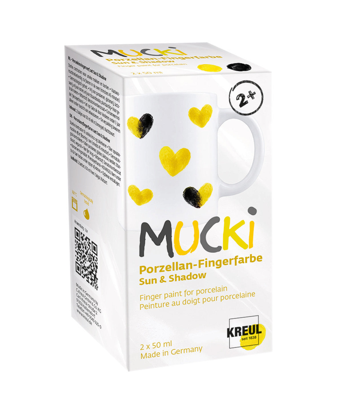 2er Set MUCKI Porzellan-Fingerfarbe, Sun & Shadow, 2 x 50 ml