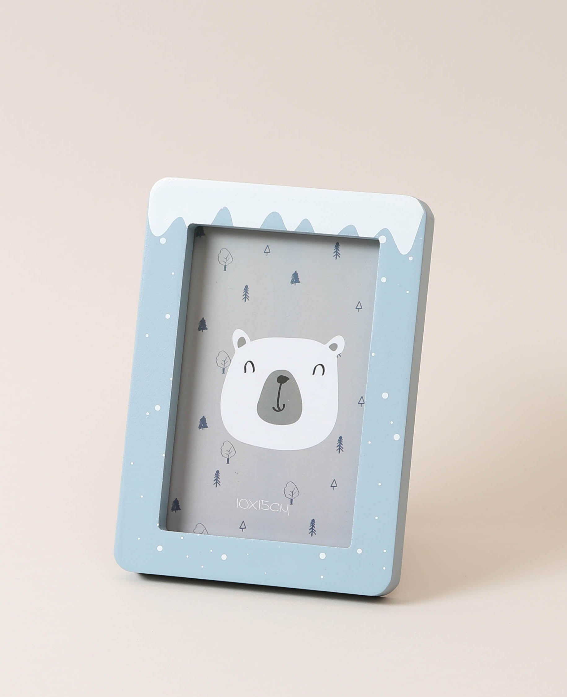 Bilderrahmen für Kinder, mit Bärenmotiv und Schneeflocken verziert, 13 cm x 18 cm