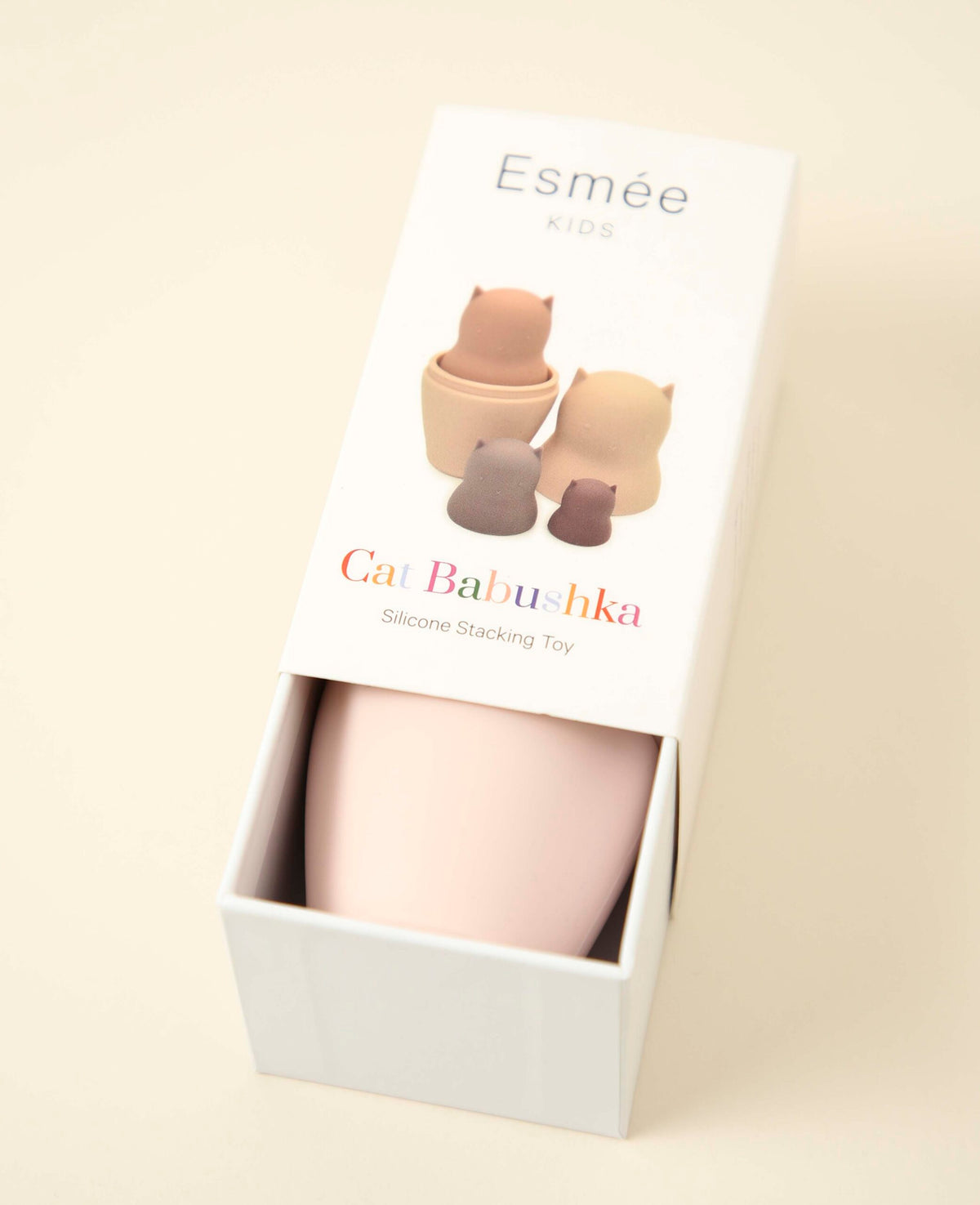 Vierteilige Katzen-Babuschka aus Silikon in rosa-/Lilatönen ab 6 Monaten