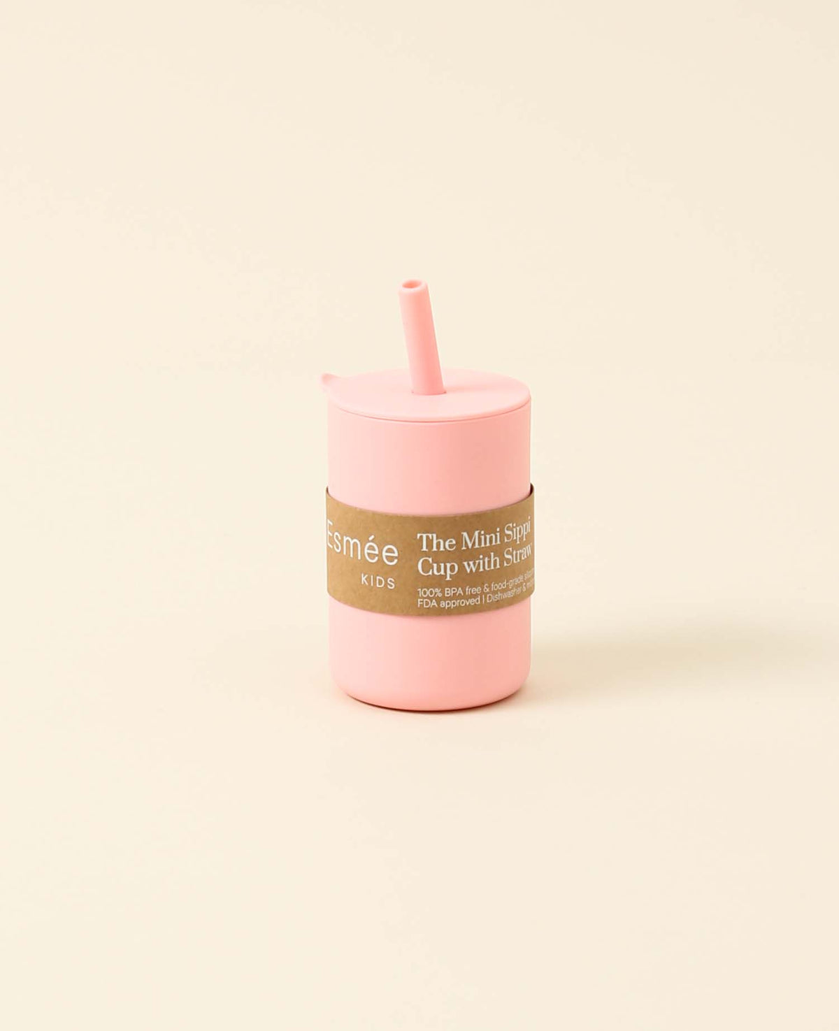 Trinkbecher mit Strohhalm für Kinder in rosa aus Silikon, 200 ml