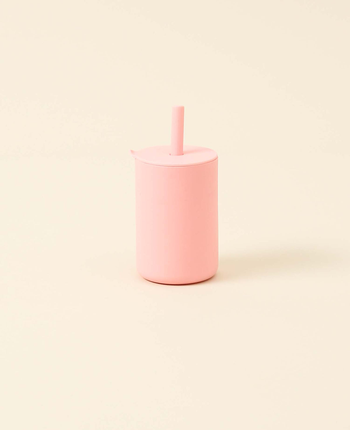 Trinkbecher mit Strohhalm für Kinder in rosa aus Silikon, 200 ml