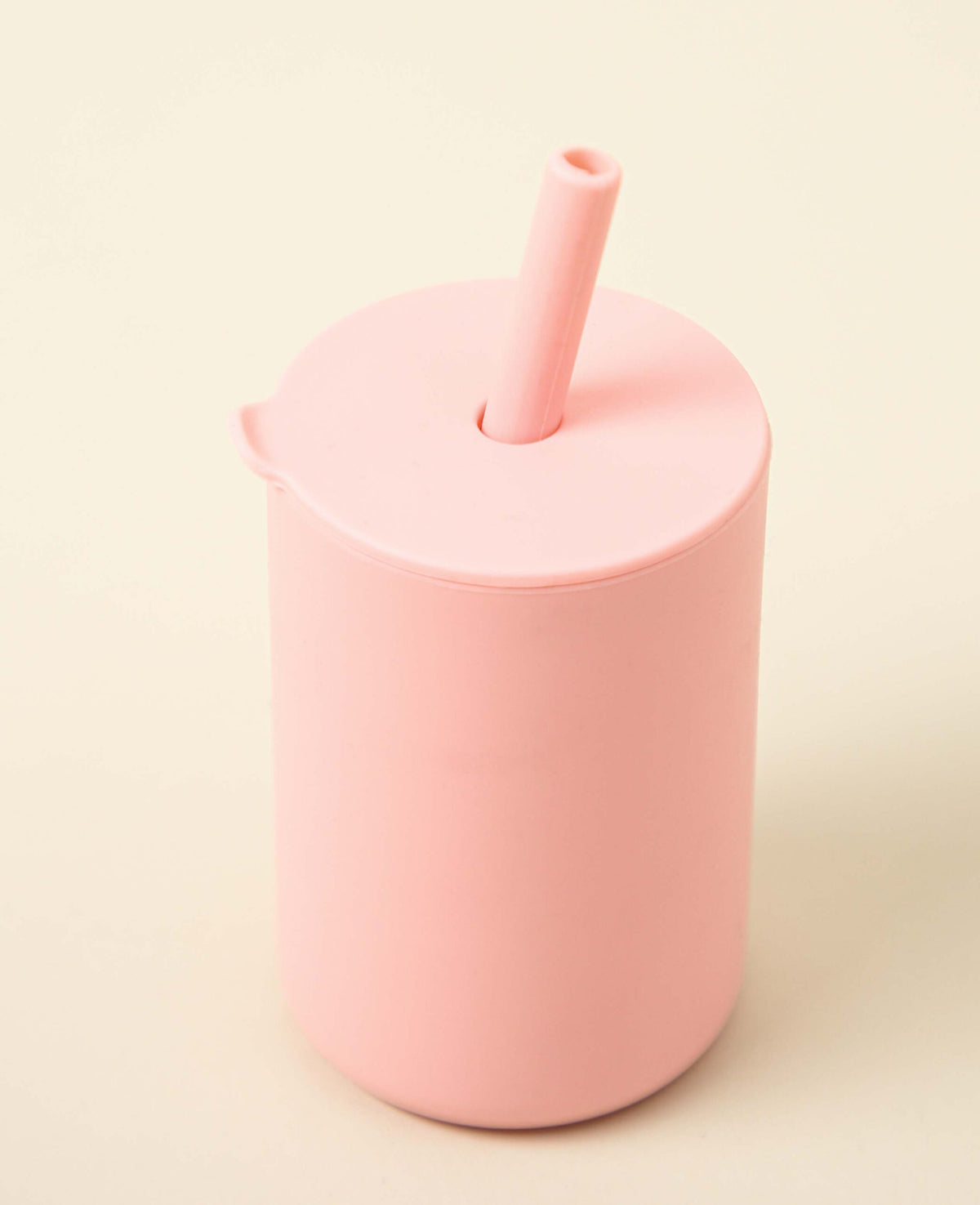 Trinkbecher mit Strohhalm für Kinder in rosa aus Silikon, 200 ml