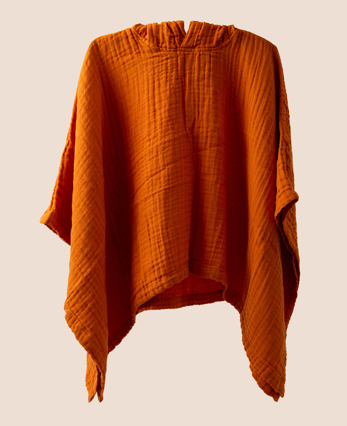 Poncho "Lilo" aus 100% Bio Baumwolle-Musselin in Orange für Kinder im Alter von 5-6 Jahren