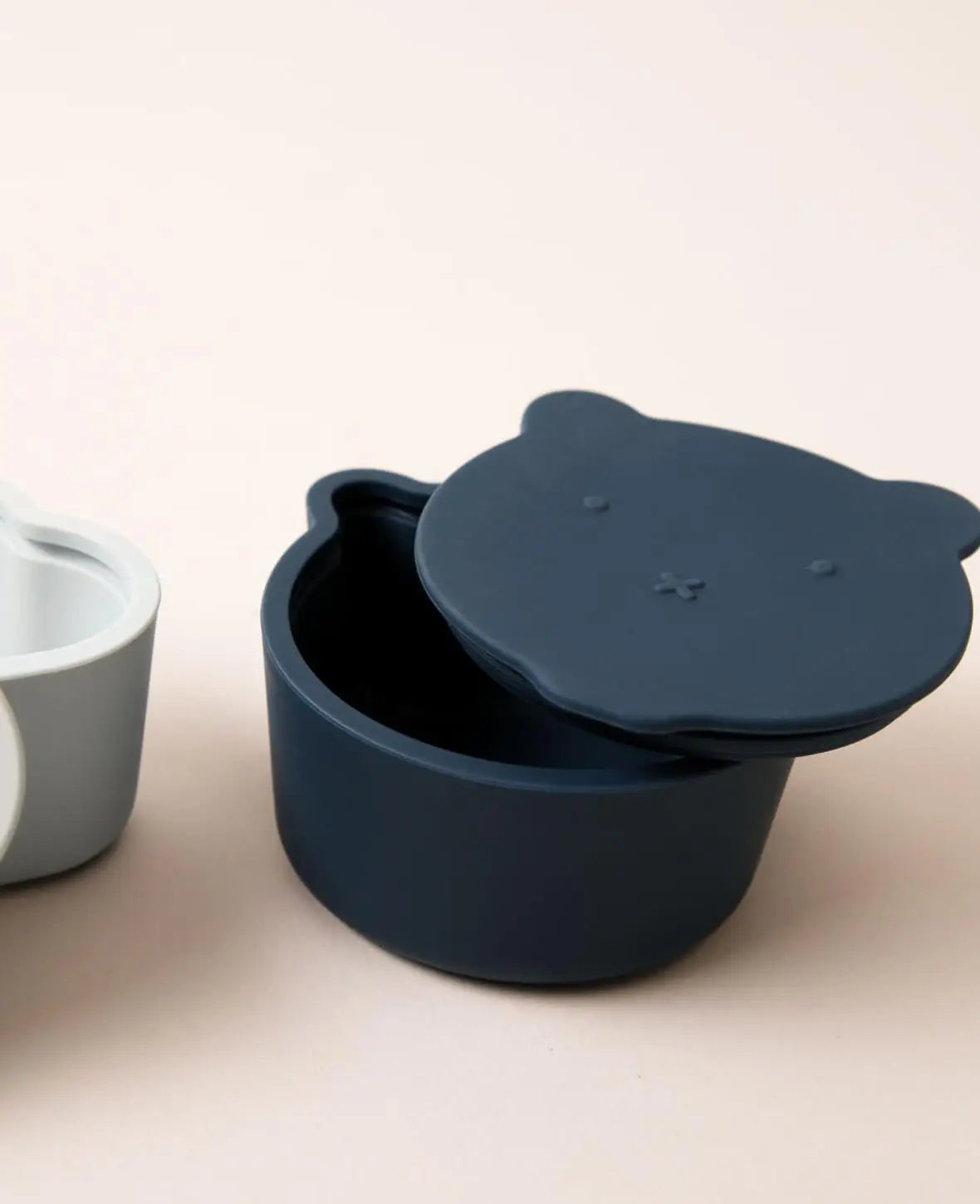 Kinder Lunchbox Set / Snackbox / Aufbewahrungsdosen in Wolken und Bärenform, aus Silikon in Hellblau / Dunkelblau