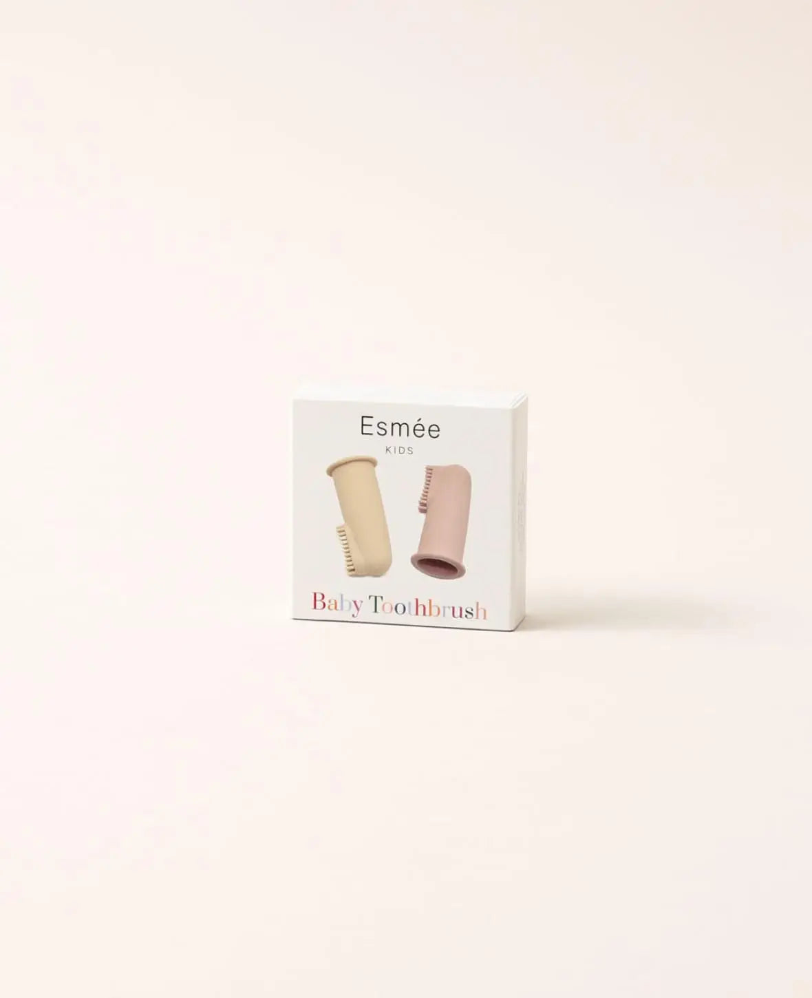 2er Set Fingerzahnbürste für Babys, aus Silikon in Rosa und Beige